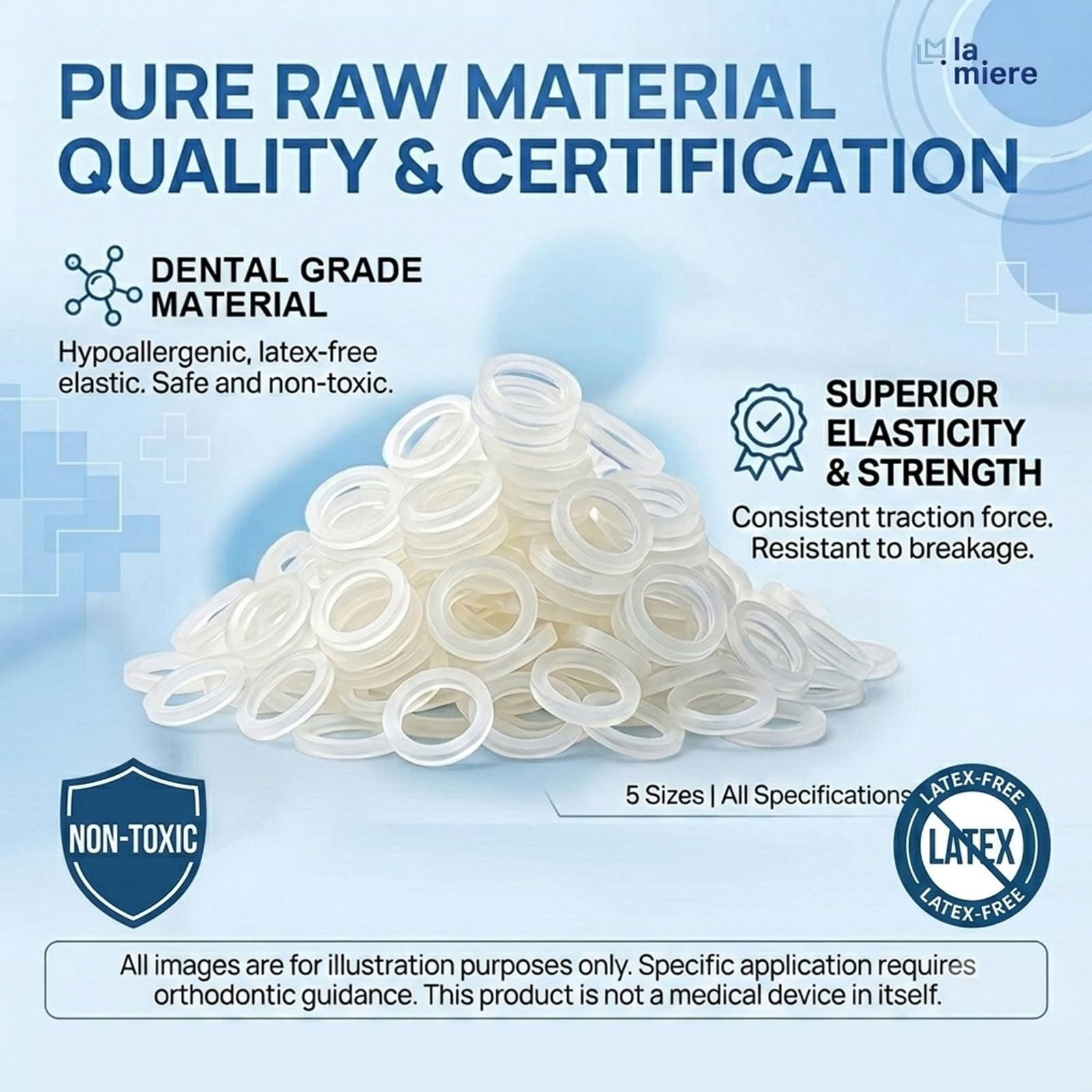 Clear Non-Latex 100 counts, Intraoral Elastic Bands Orthodontic Elastics Dent…