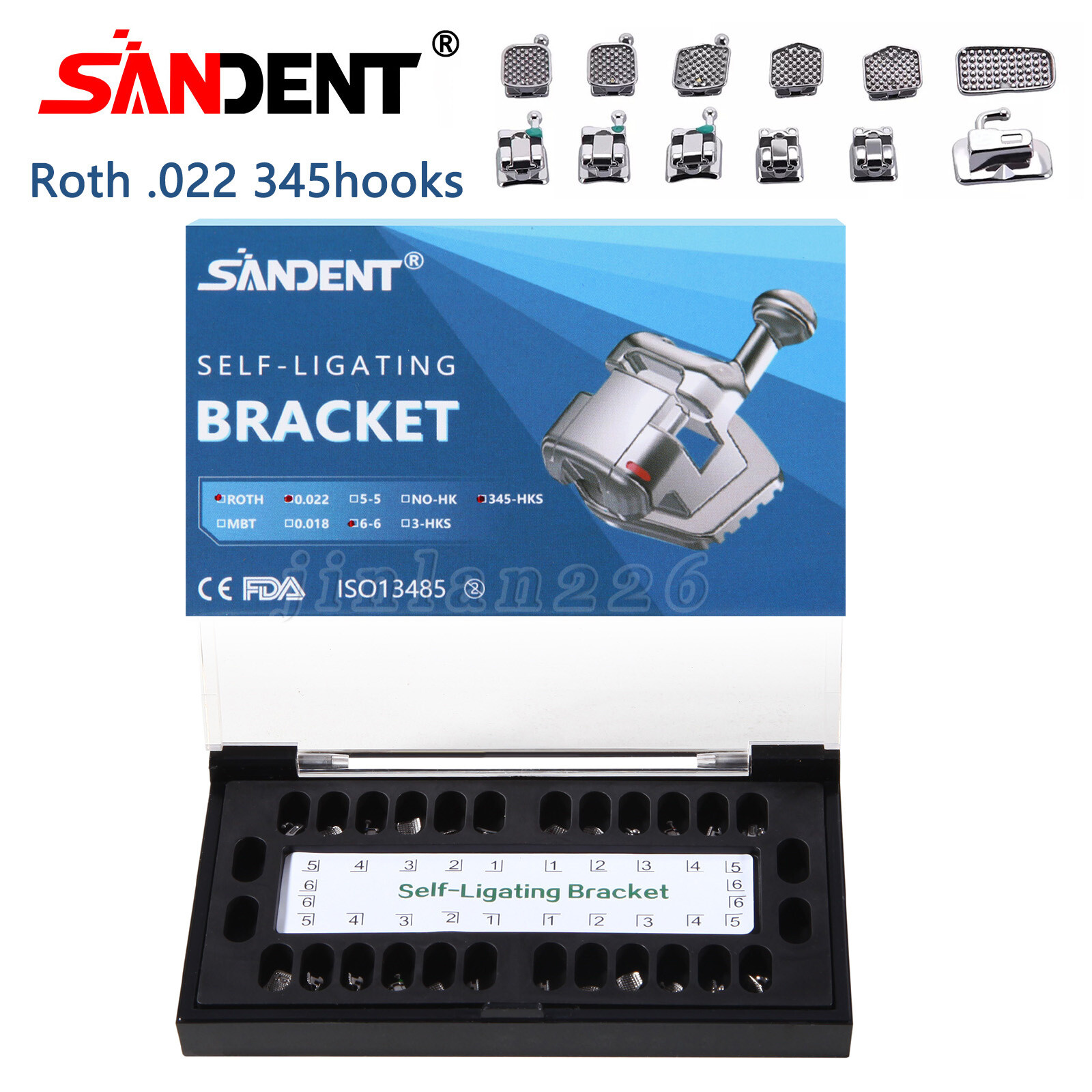 Dental Ortho Brackets Brace Self-LigatinMini Roth 022 Hooks 345