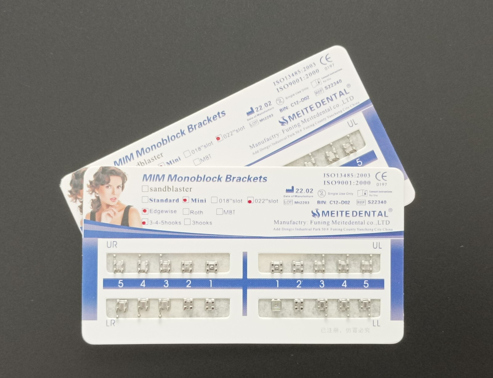 50x Dental Orthodontic MIM Monoblock Brackets Mini Edgewise 022 345 hk Mesh Base