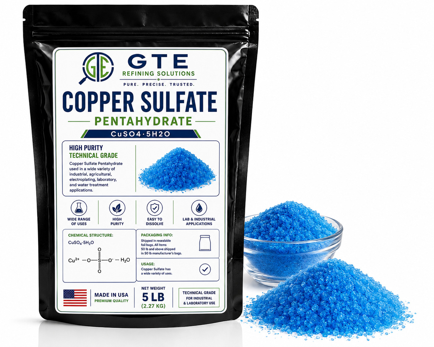 COPPER SULFATE POWDER – 99% PURE – FREE SHIPPING