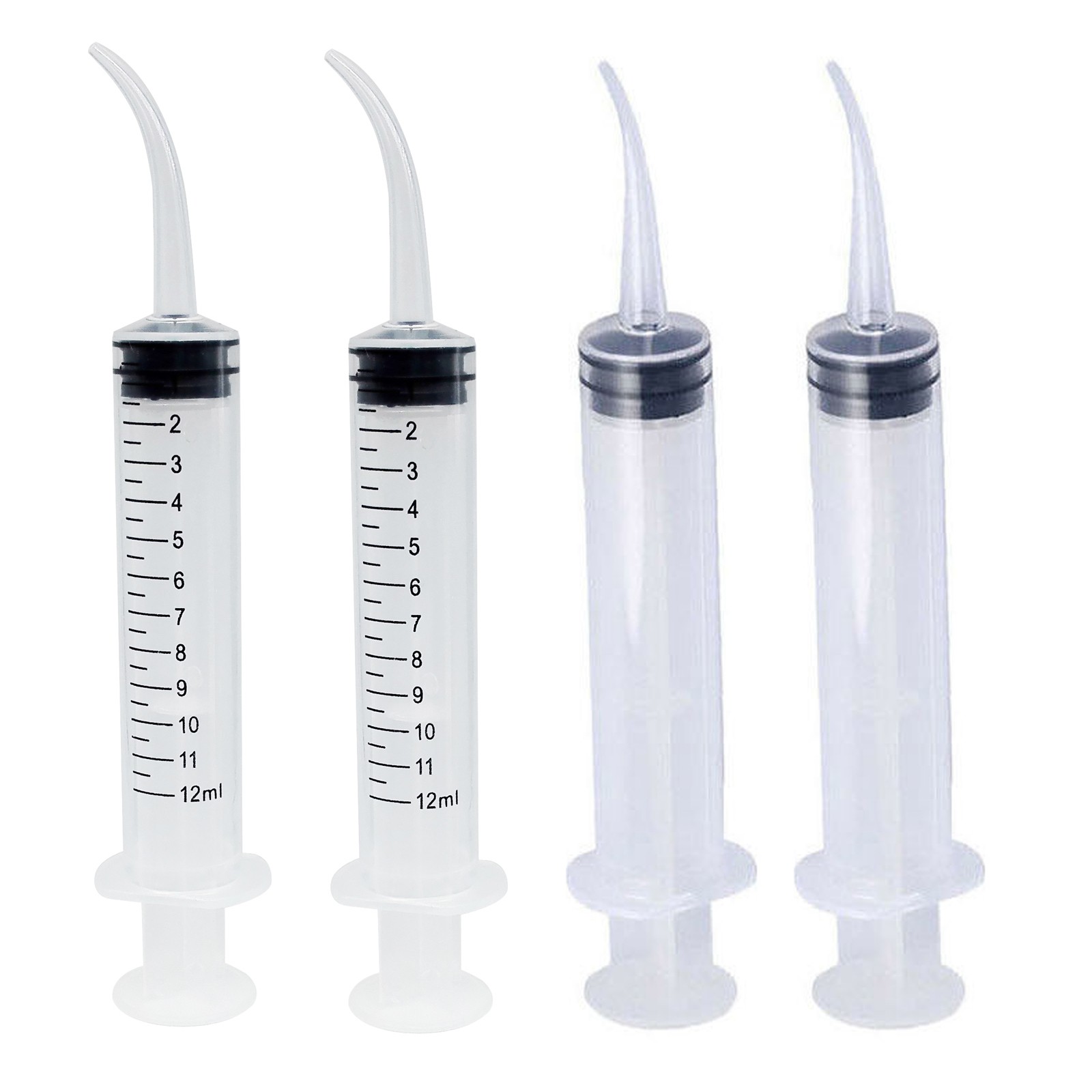 50 pcs Dental Disposable Curved Oral Tip Utility Irrigation Syringes 12ml