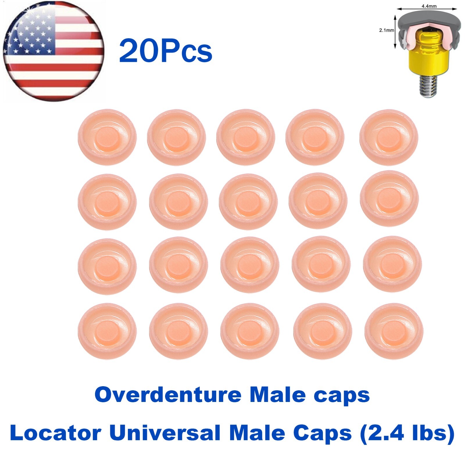 US Dental Overdenture 2.4lbs Retentive Caps Pink Use For LocatOr System lmplants