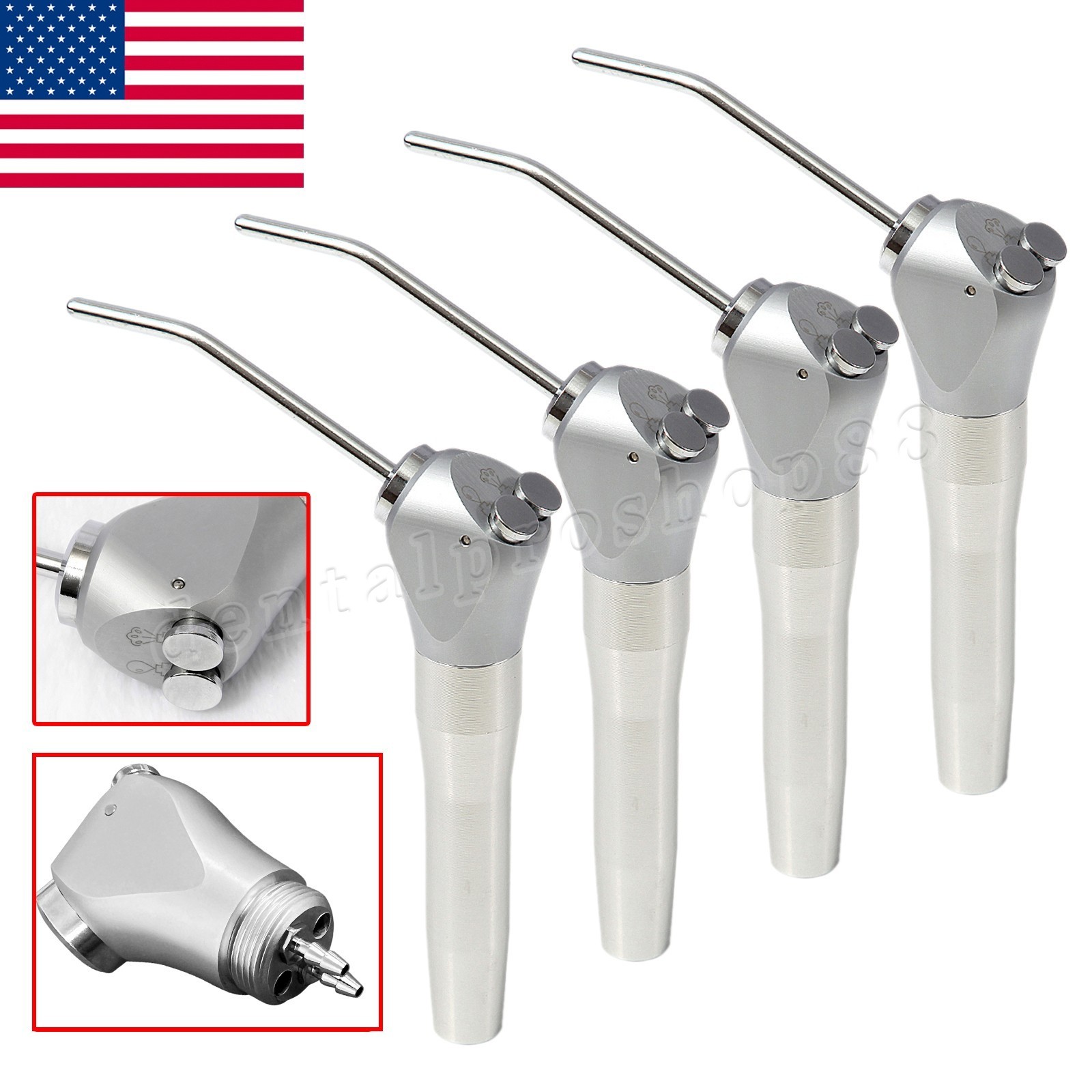 Dental 3 Way Air Water Syringe Triple Spray Handpiece with 2 Nozzles Tips Tubes