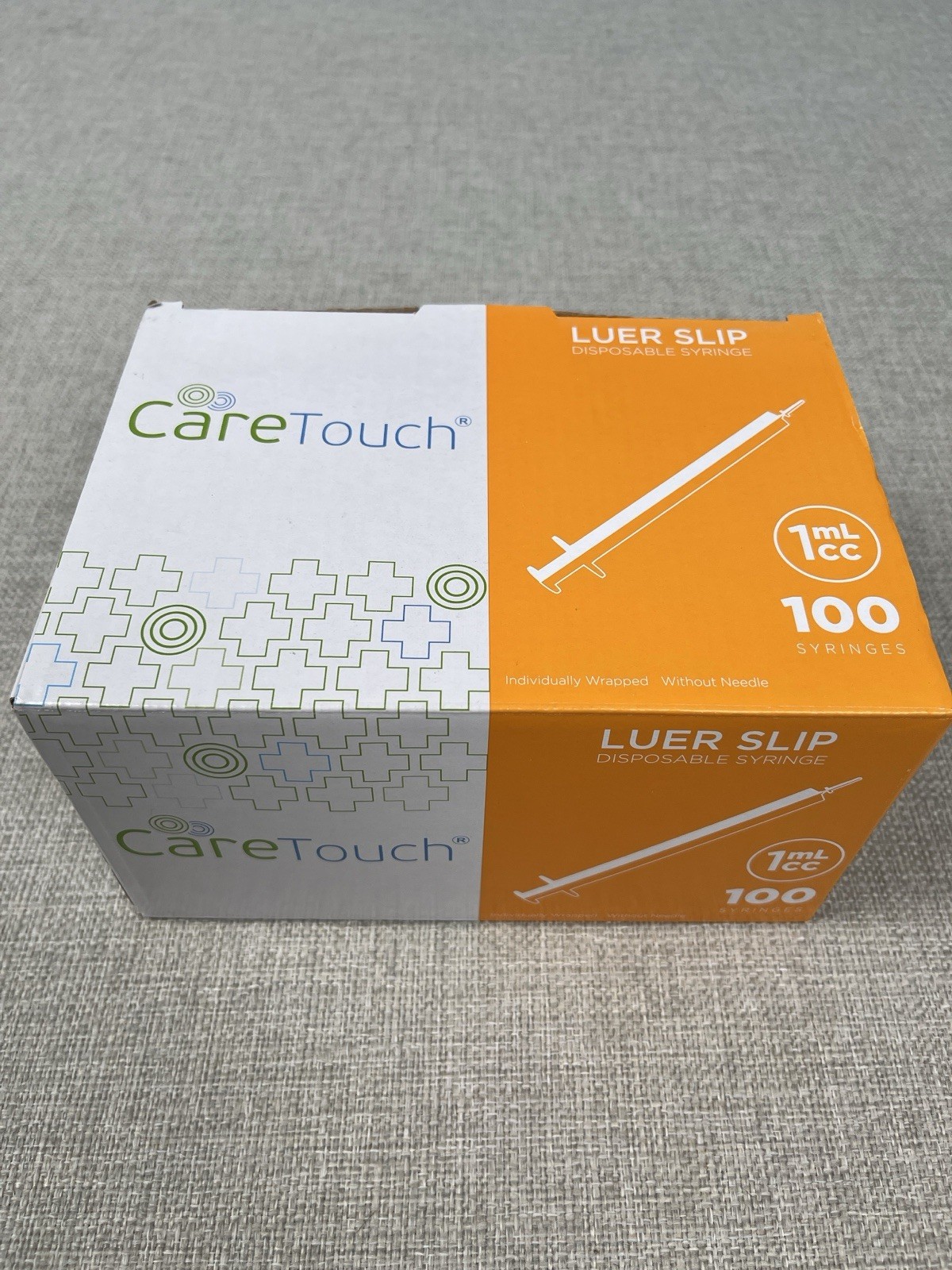 100x CareTouch Luer Lock Disposable Syringes (NO Needle) 1 cc/mL EXP 05/01/2026