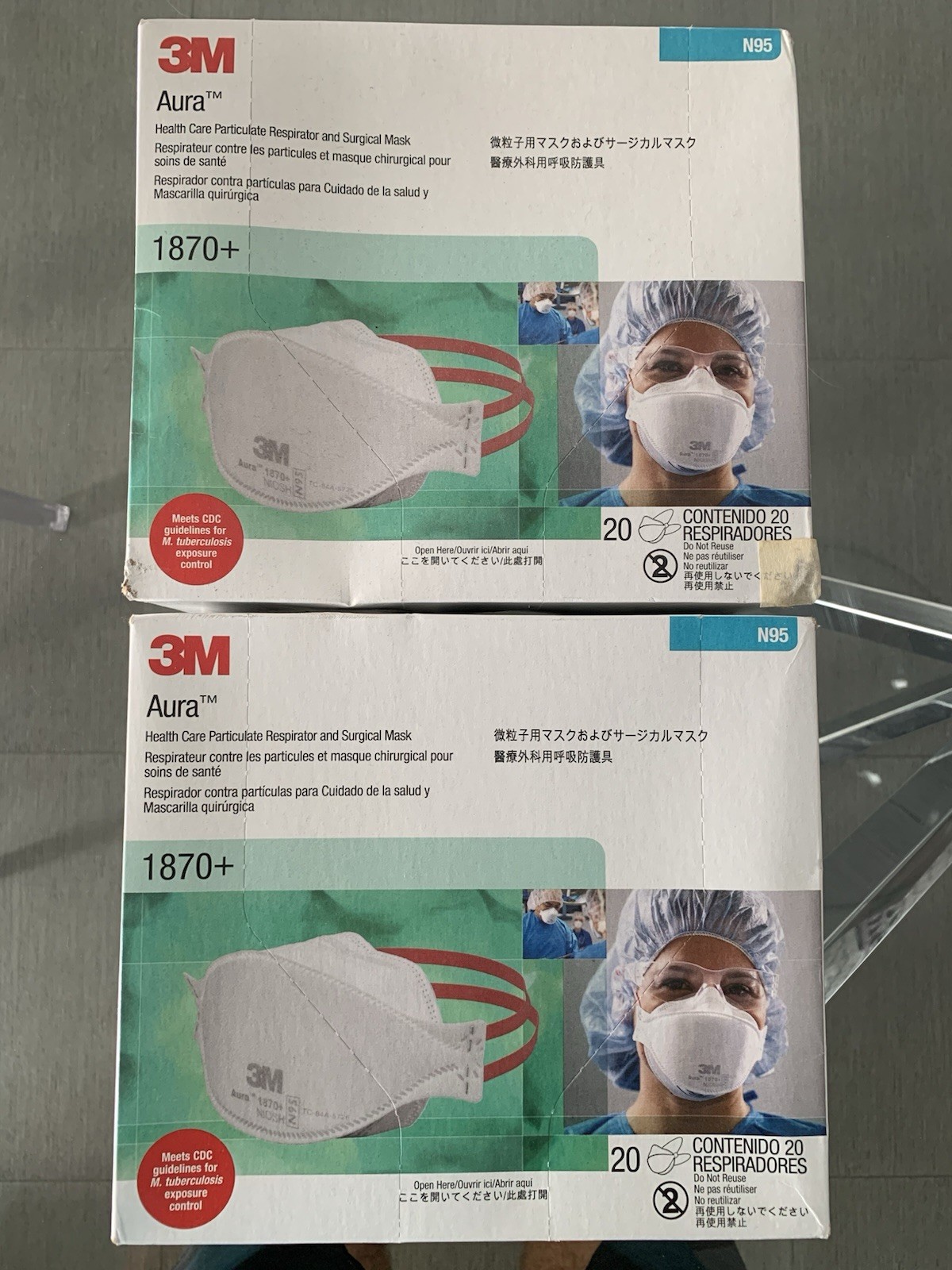 3M Particulate Respirator Two Boxes Bungle 1870+, N95, 20/Box