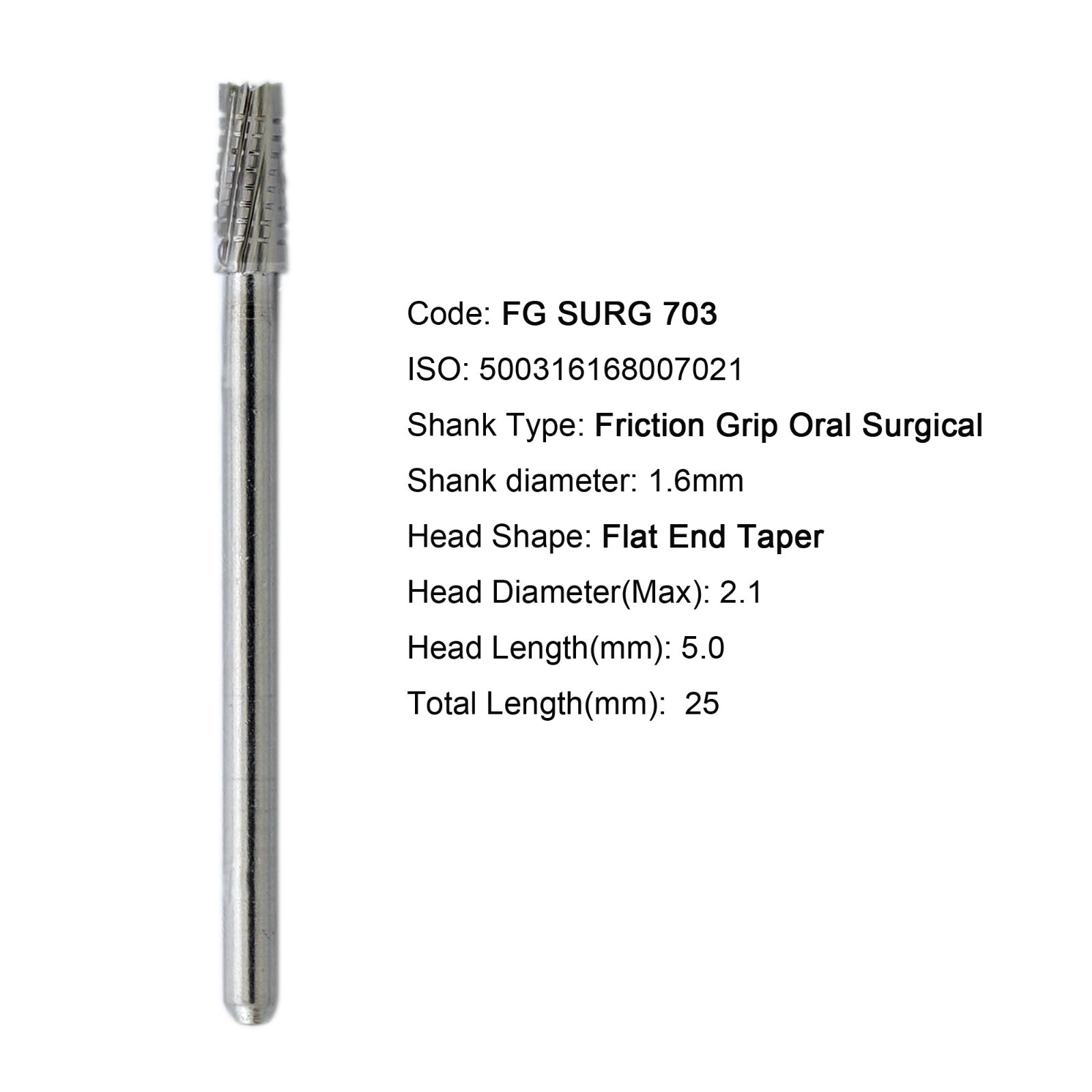 50pcs Dental Surgical Burs 25mm Carbide Bur FG SURG 2 4 6 557 557L 702 701 Round