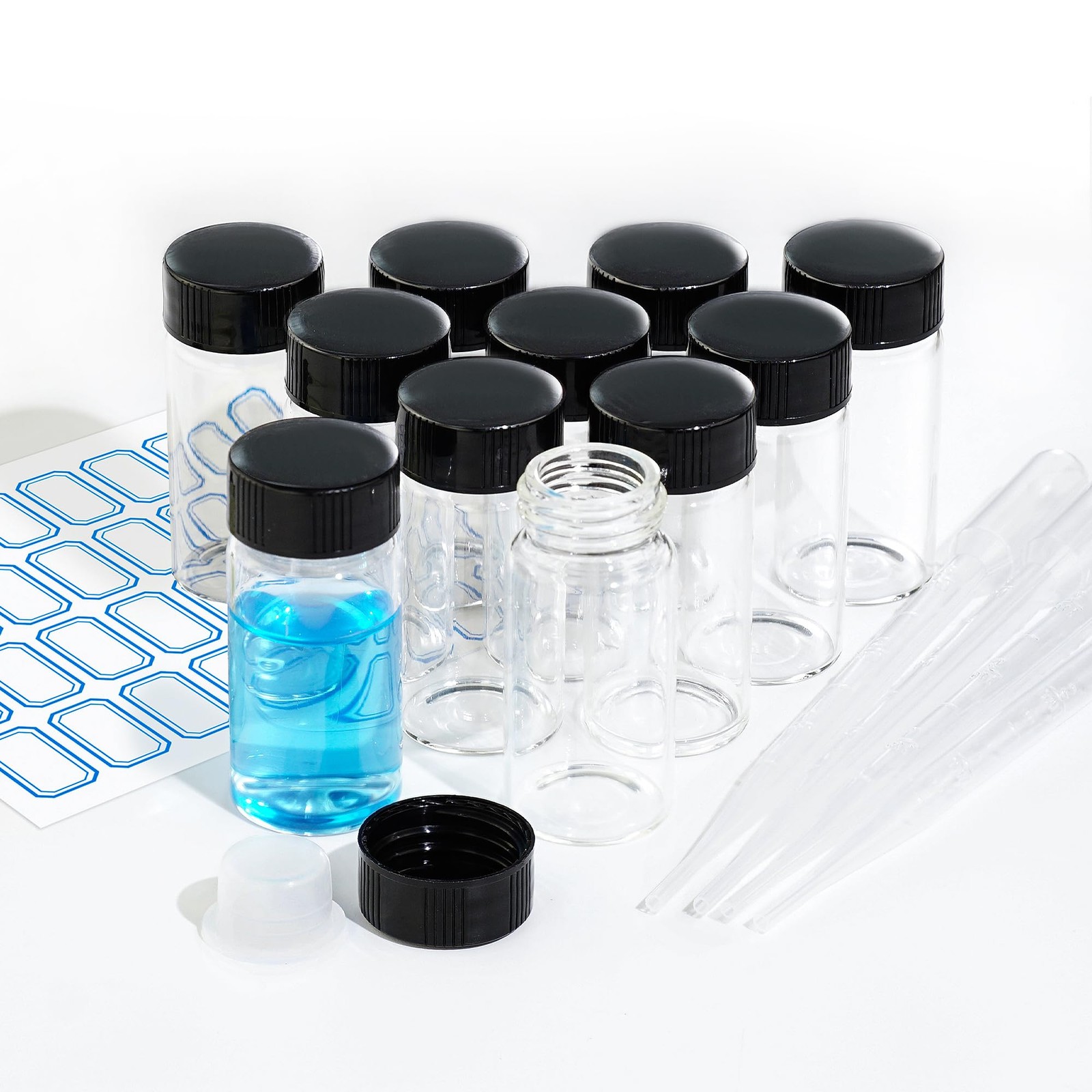ETTSNU 20ml Clear Glass Vials with Screw Caps and 0.7 Ounces, Transparent