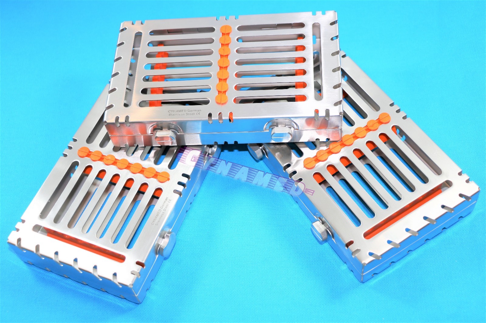 ORANGE GERMAN DENTAL STERILIZATION CASSETTE FOR 7 INSTRUMENTS DETACHABLE 2BUTTON
