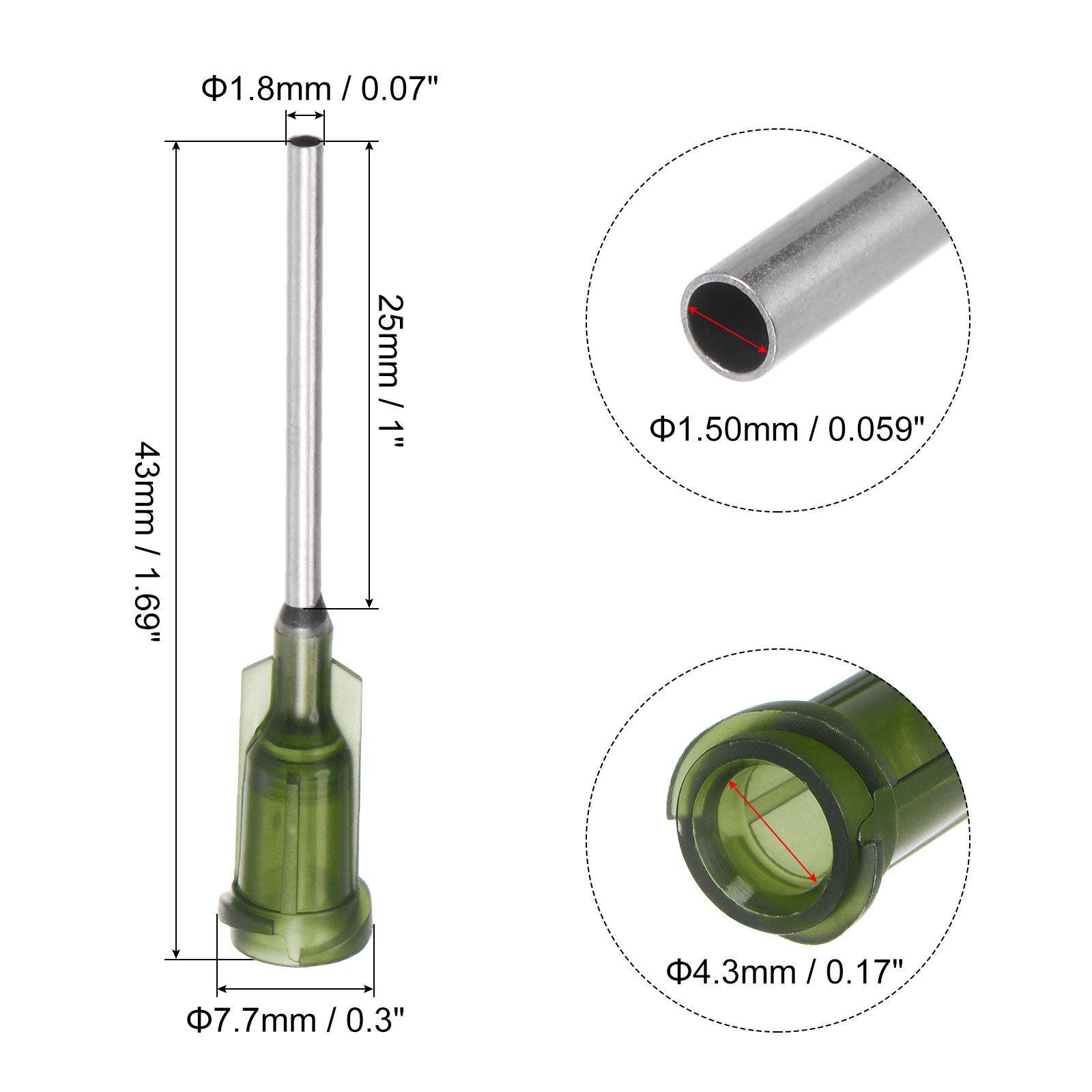 Blunt Tip Dispensing Needle for Liquid Glue Gun, 14G 1″, 40 Pcs Olive