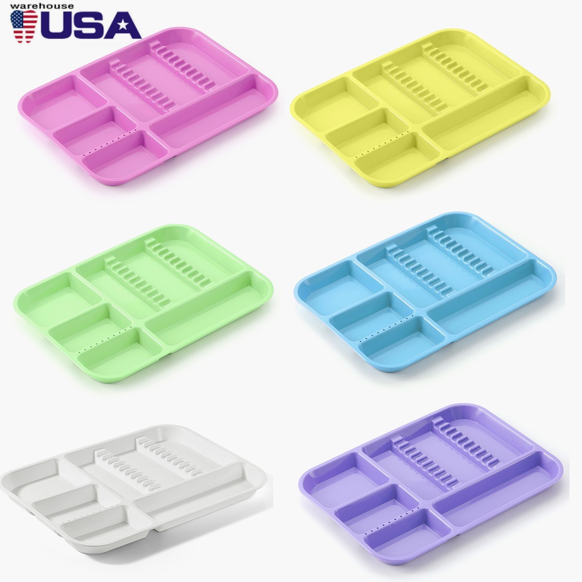 Dental Medical Autoclavable Plastic Trays Instrument Divided Separate Setup Tray