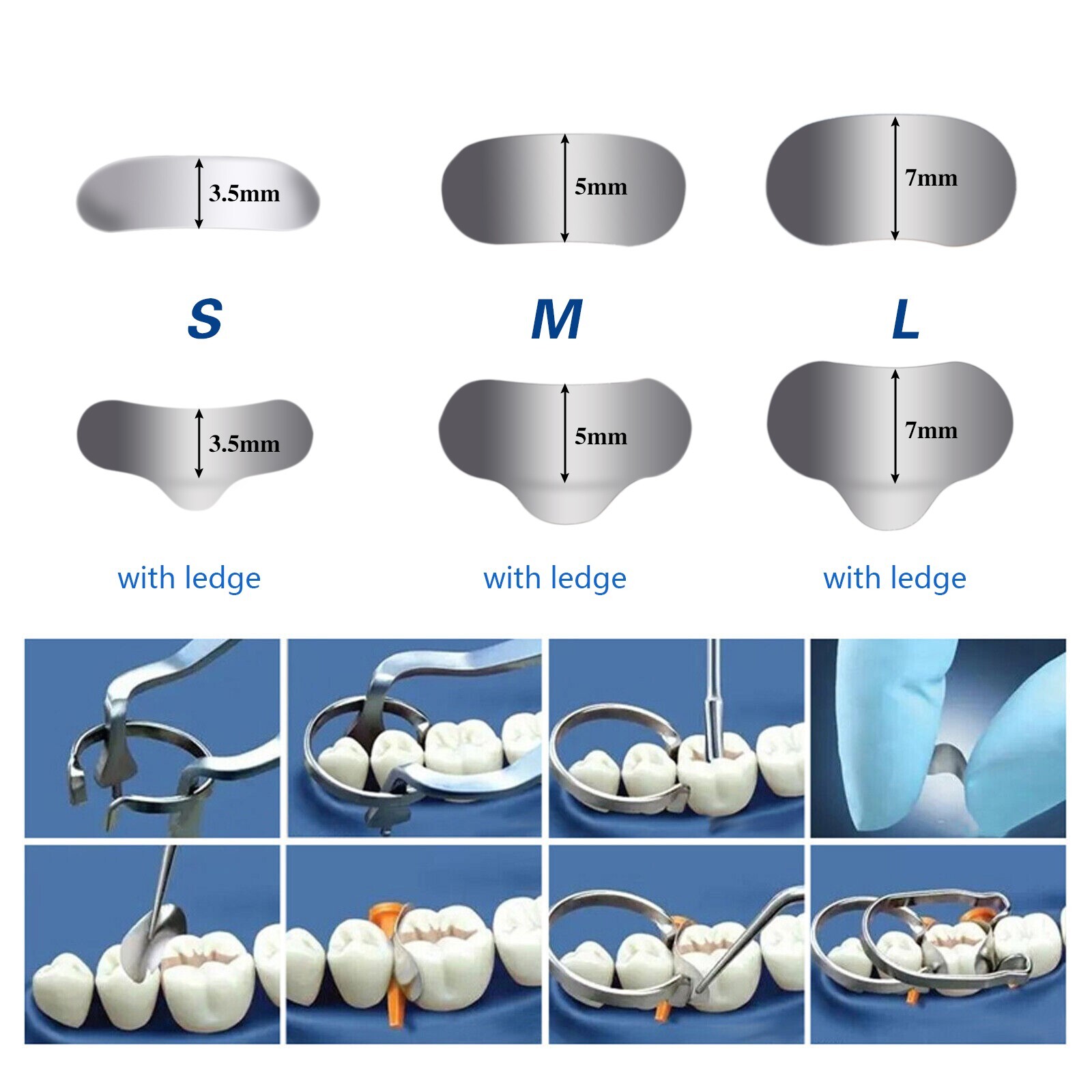 50Pcs/box Dental Sectional Contoured Matrices Matrix Bands Refill S/M/L