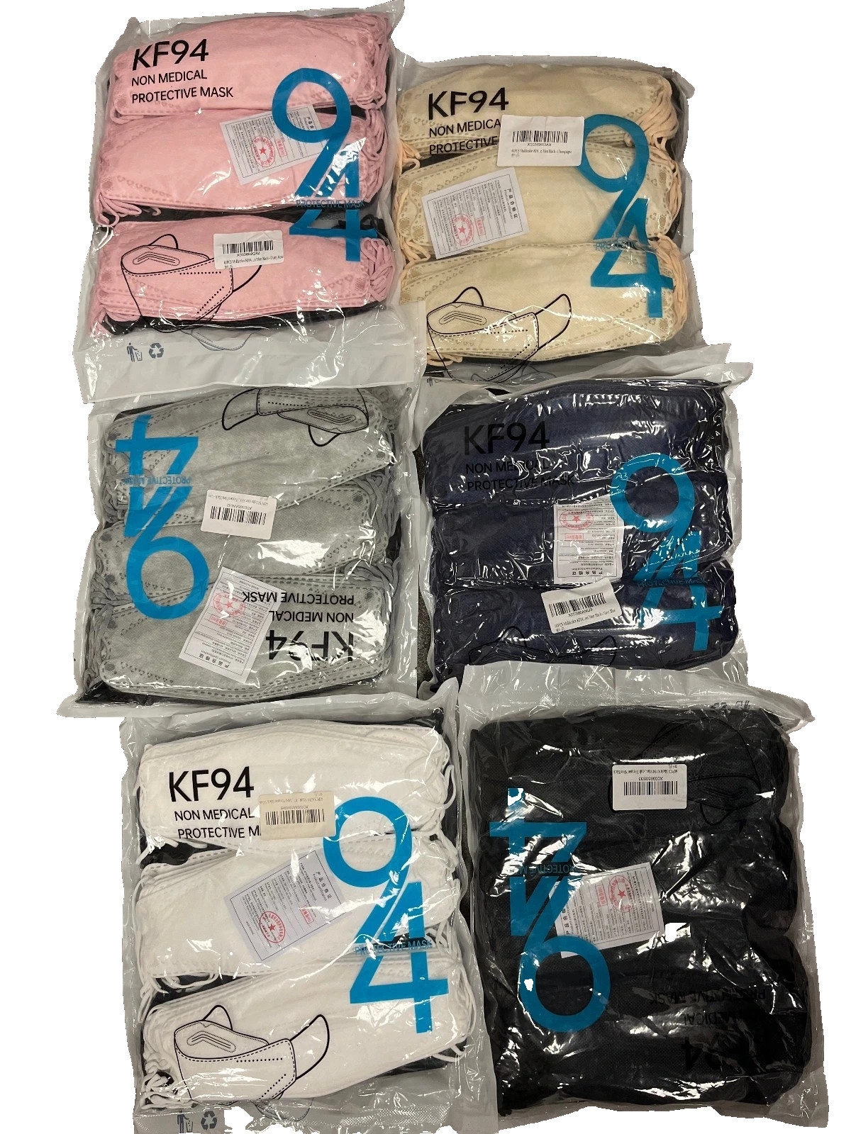 120 PC – KF94 Protective Face Mask Adult Multicolor Non-Medical – NEW – SEALED