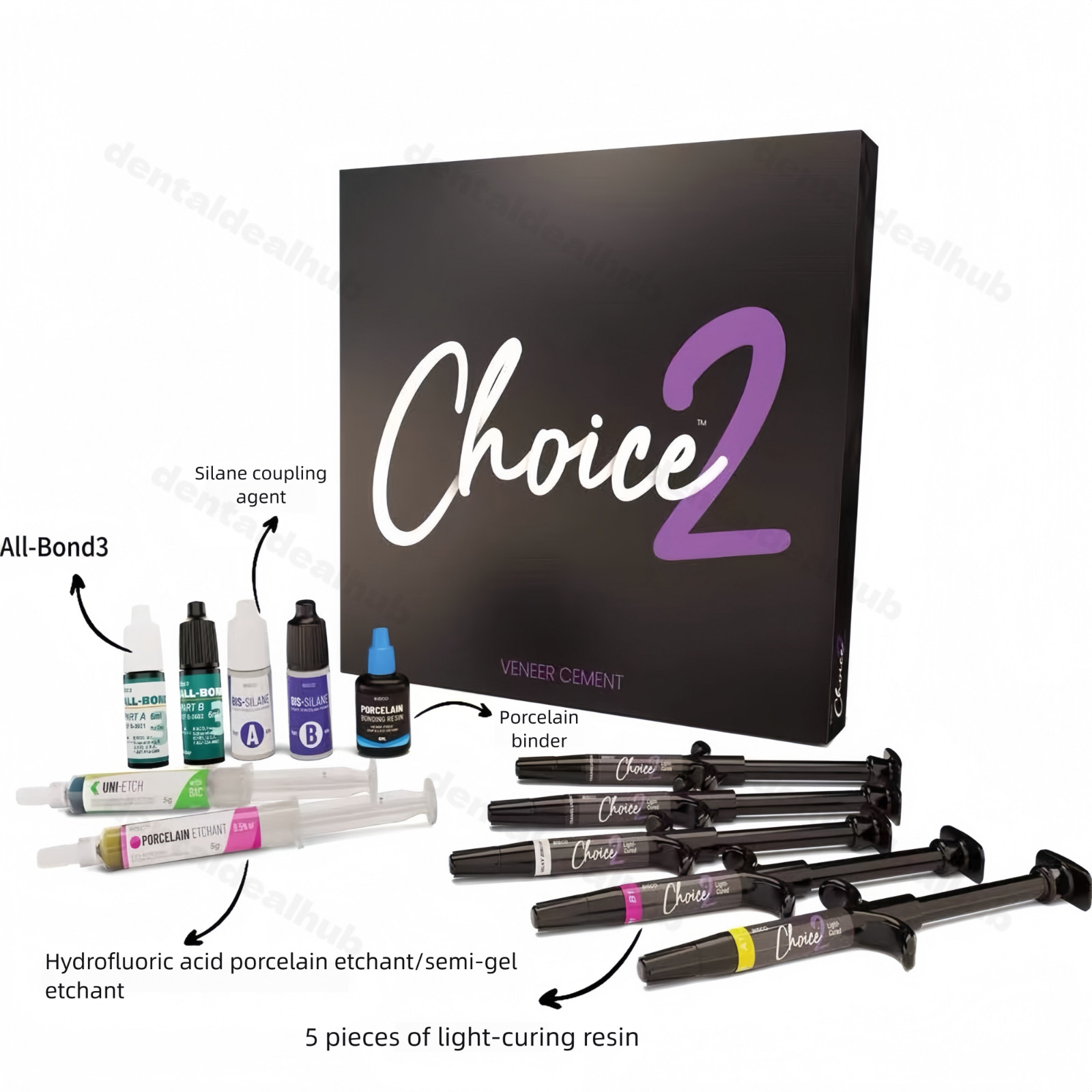 BISCO Choice 2 Starter Kit C-3900K Veneer Cement 5 Syringes Light Cure Dental