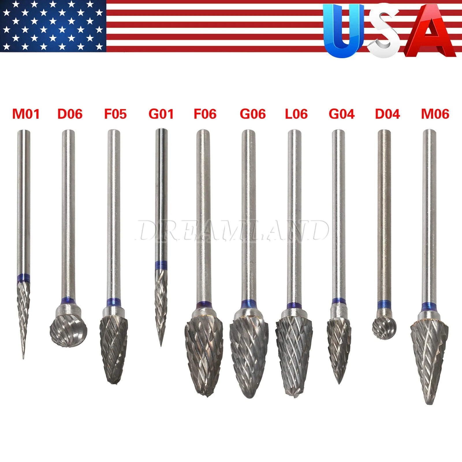 10 Tungsten Steel bur for 35000RPM Dental Lab MARATHON Handpiece SAEYANG drill