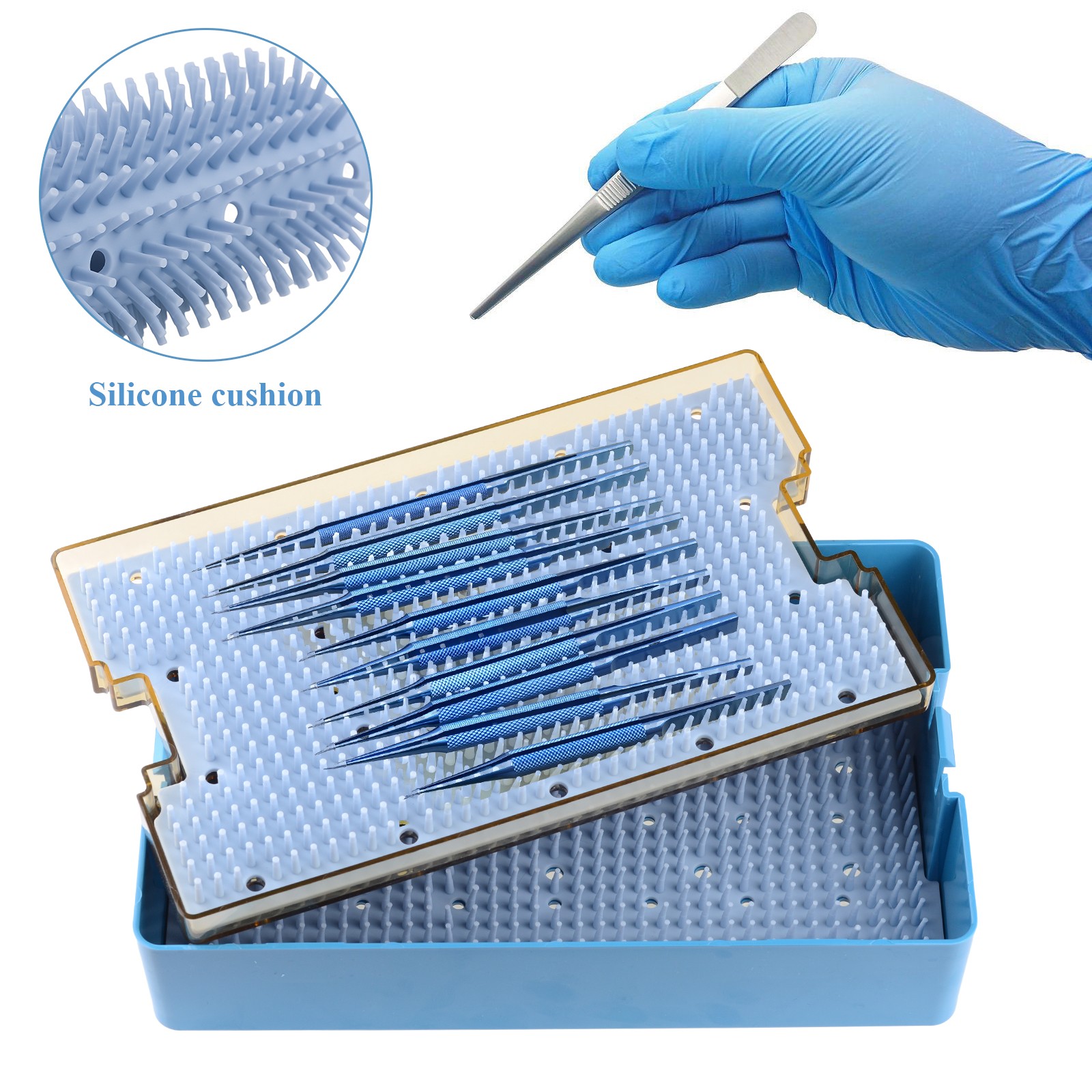 Autoclave Sterilization Tray Case Box with Silicone Pad for Surgical Instruments