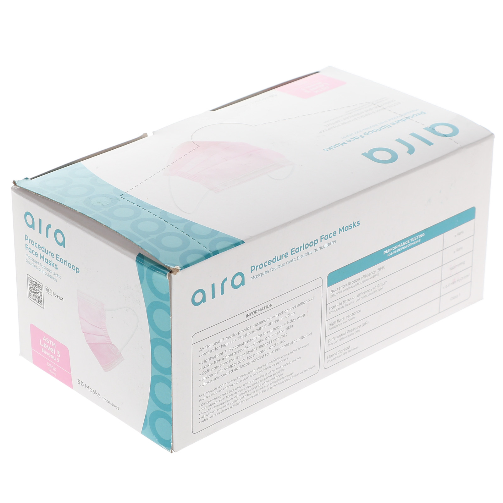 House Brand Dentistry 109131 HSB Earloop Face Masks 3-Ply ASTM Level 3 Pink 50Bx