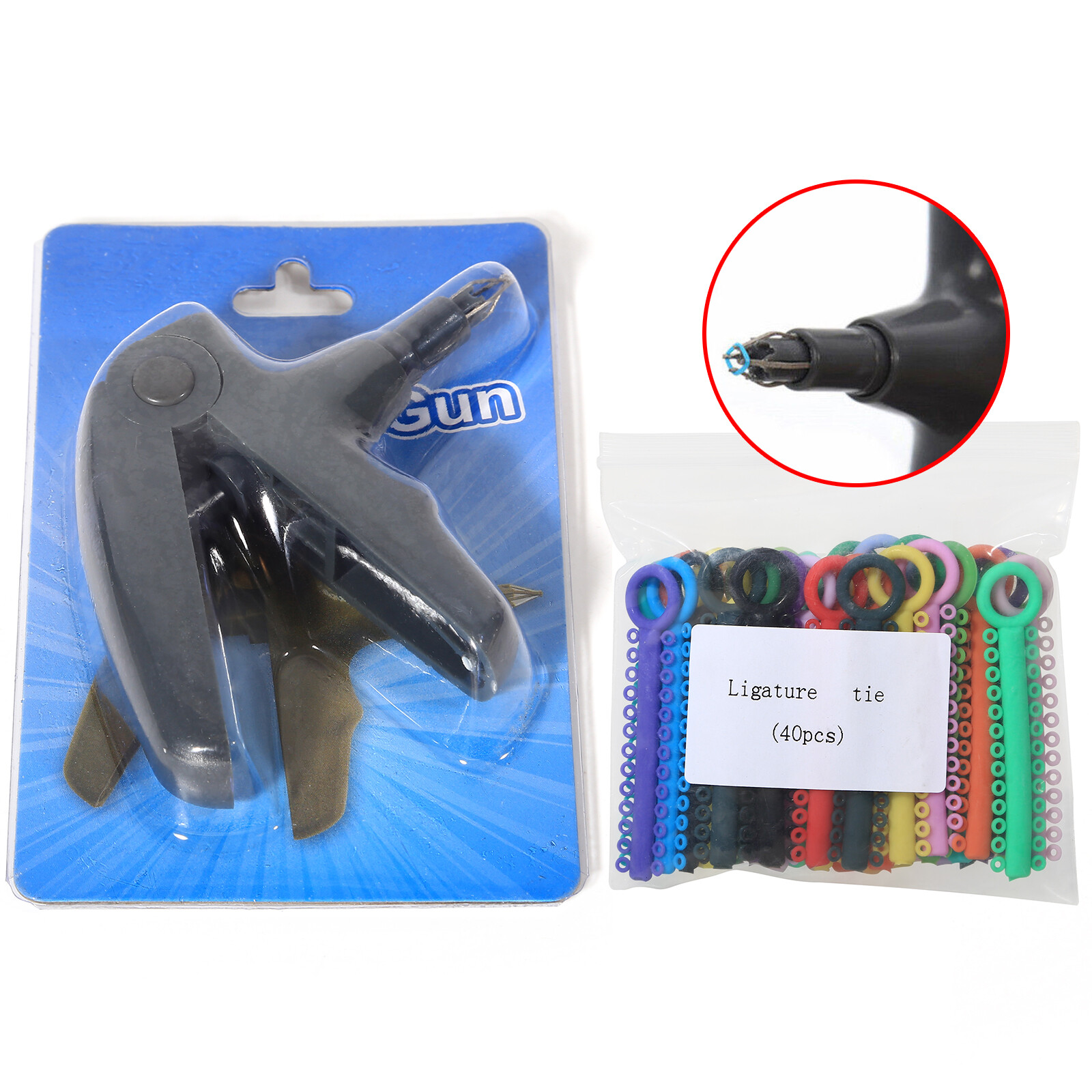 Dental Orthodontics Ligature Ties Elastic Multi-Colored /Placement Gun Dispenser