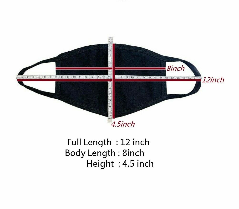Black Face Mask Washable Reusable Cotton Safety Protection 1/3/5/10/25 50/100