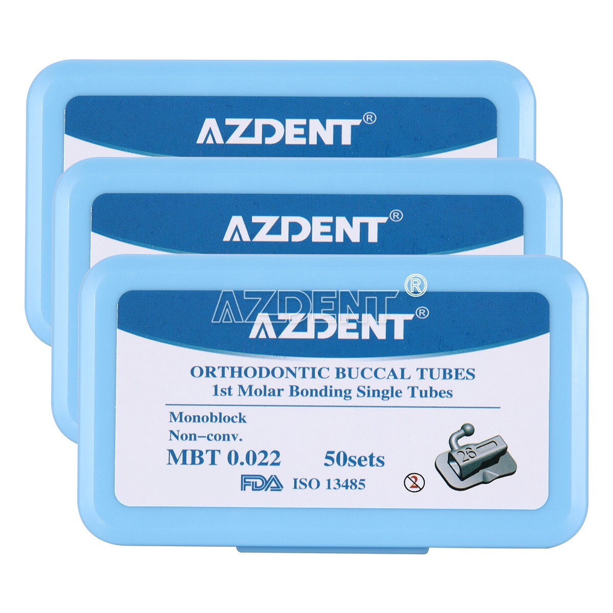 50Sets AZDENT Dental Orthodontic Buccal Tubes 1st Molar MBT.022 Bondable Tube