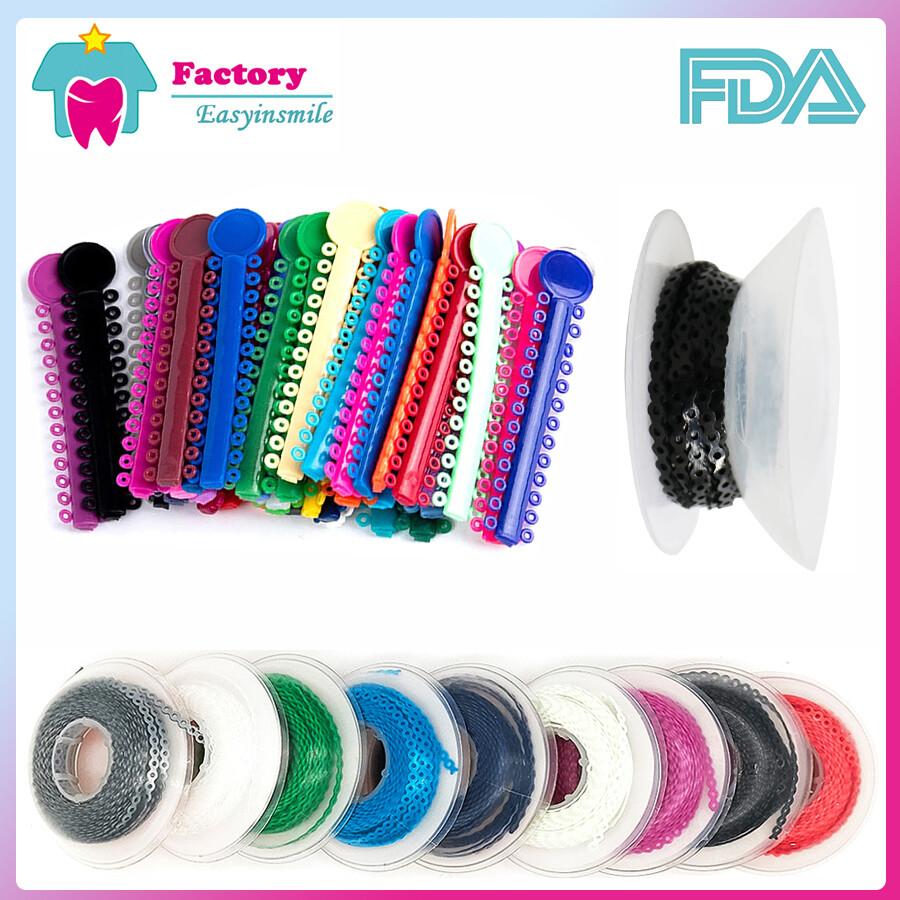 Dental Ligature Ties Orthodontic Power Chain Elastic Rubber Bands for Brackets