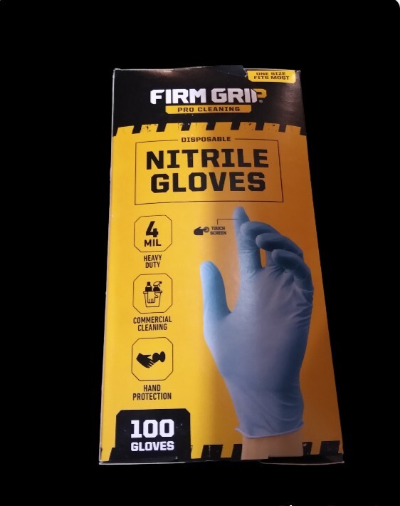 Firm Grip Pro Cleaning Nitrile Gloves Hand Protection Disposable 4mil 100 Count