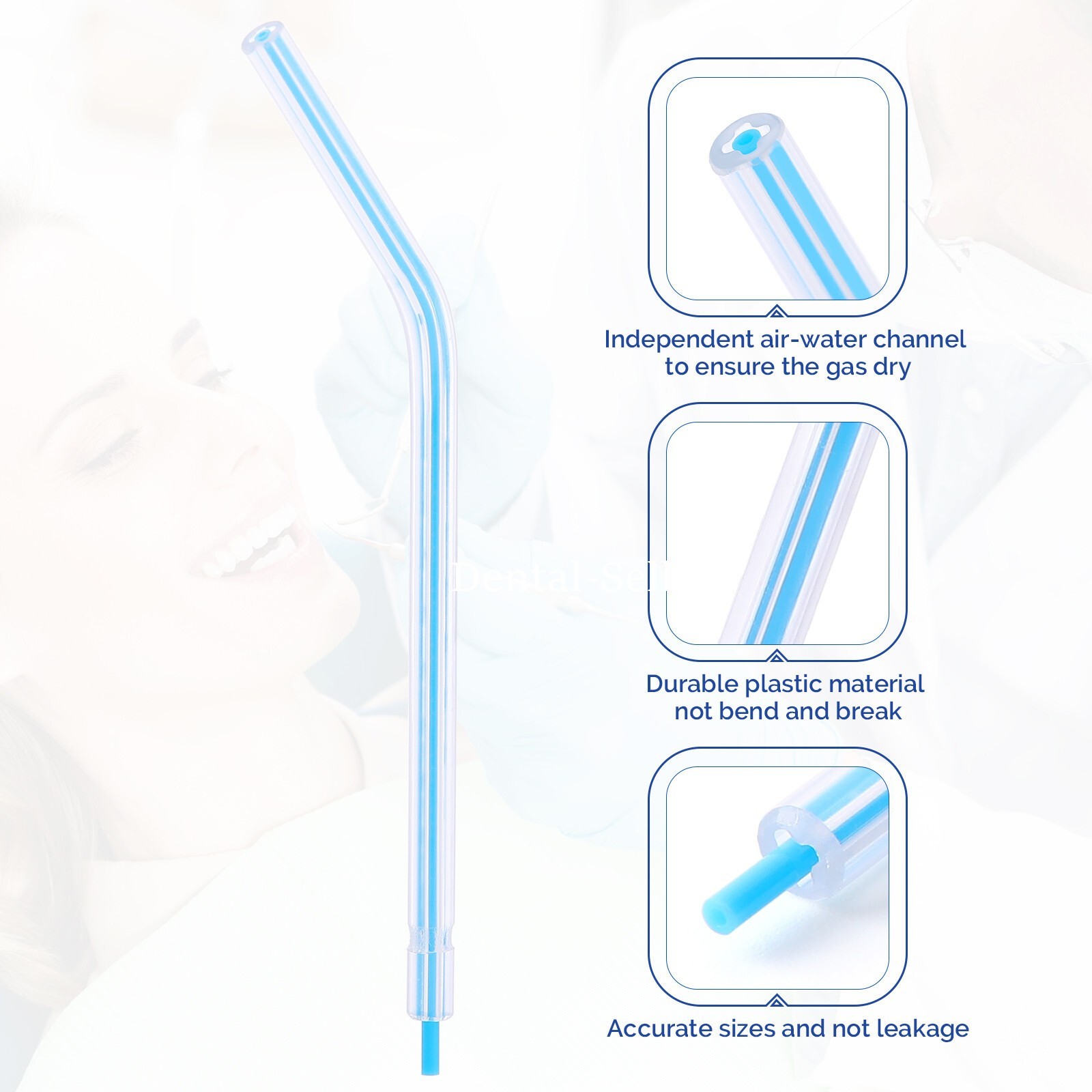 250/PK Dental Disposable 3 Way Air Water Syringe Spray Nozzles Tube Tips Rainbow