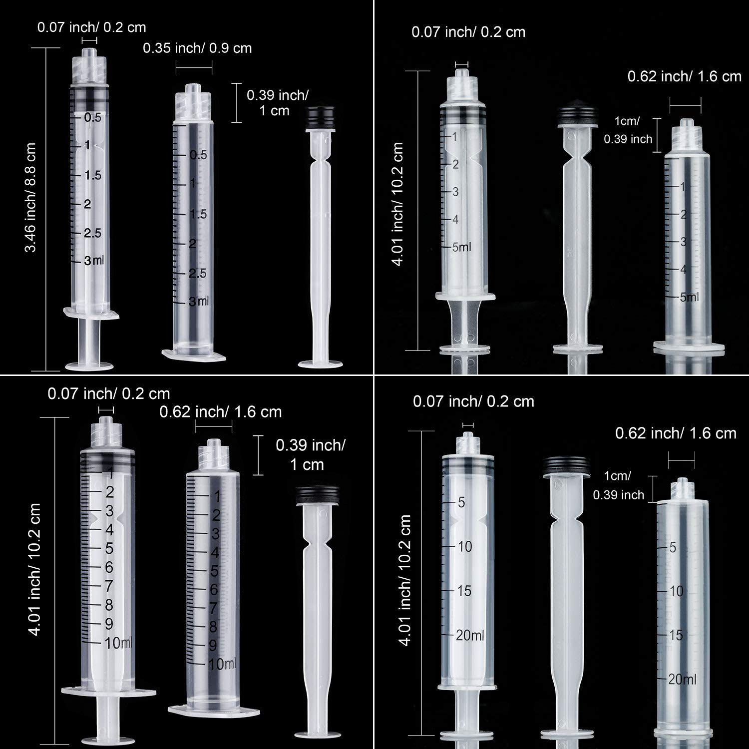 20 Pack Syringe without Needle, Plastic Curved Syringes for Epoxy Resin, Craft,