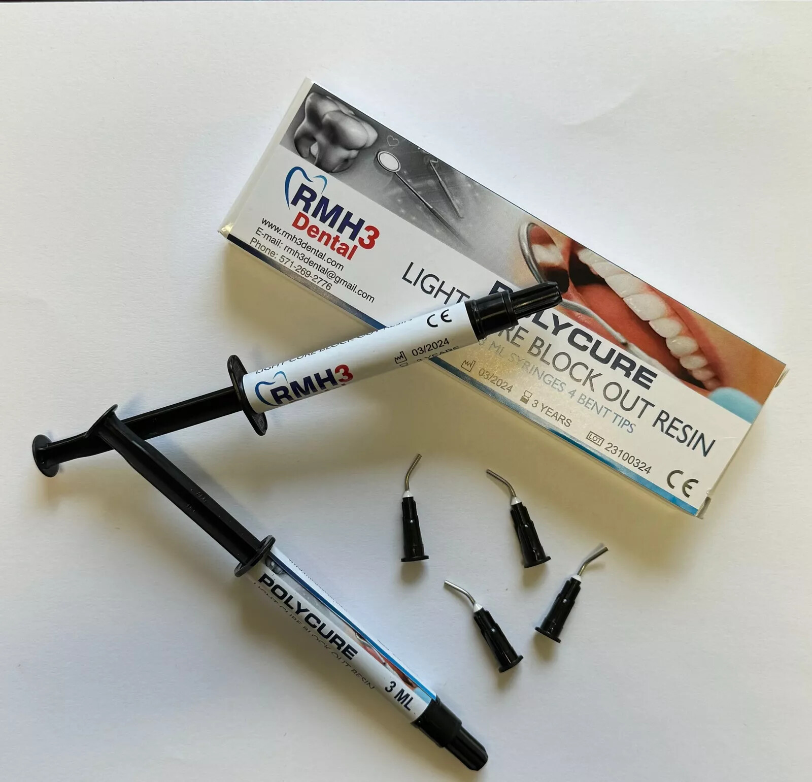 RMH3 Dental Polycure Light Cure Block Out Resin Blue 2 x 3ml syringes+tips/pk
