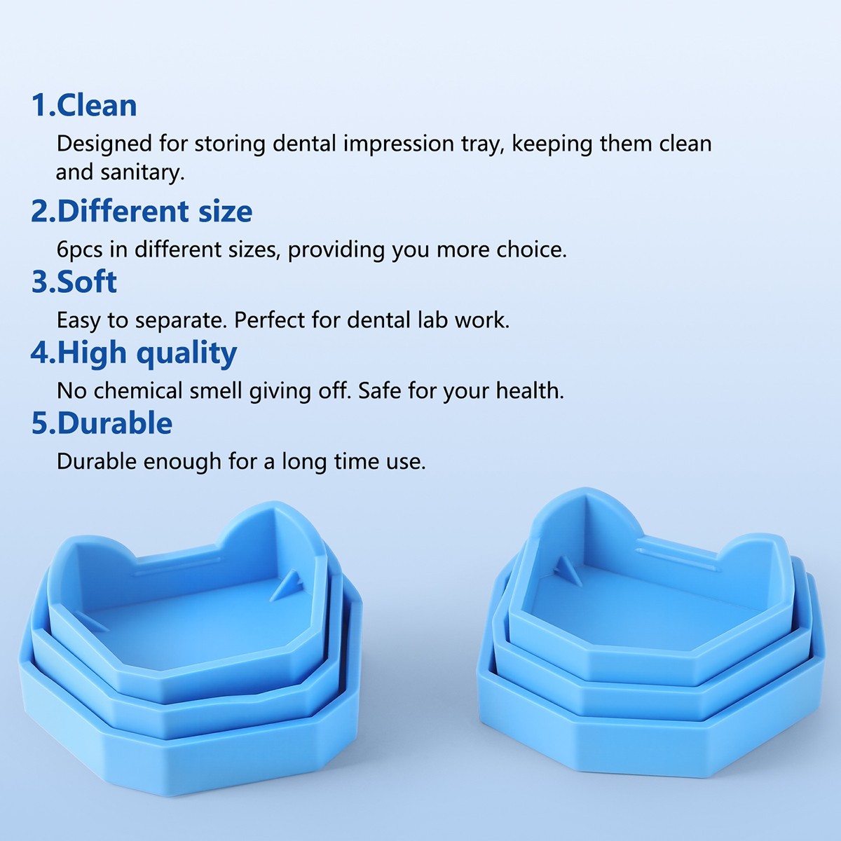 6pcs AZDENT Dental Lab Silicone Rubber Plaster Model Base Former Molds Tray