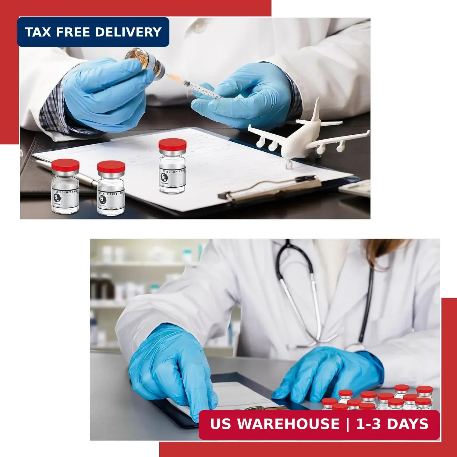 Threlaco 20 Pcs 5ml Sealed Sterile Empty Vials with Self Healing Injection Port
