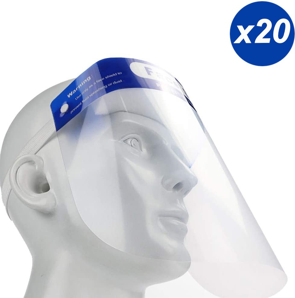 Safety Full Face Shield Clear Guard Protector Mask Anti-Fog + Elastic Head Band