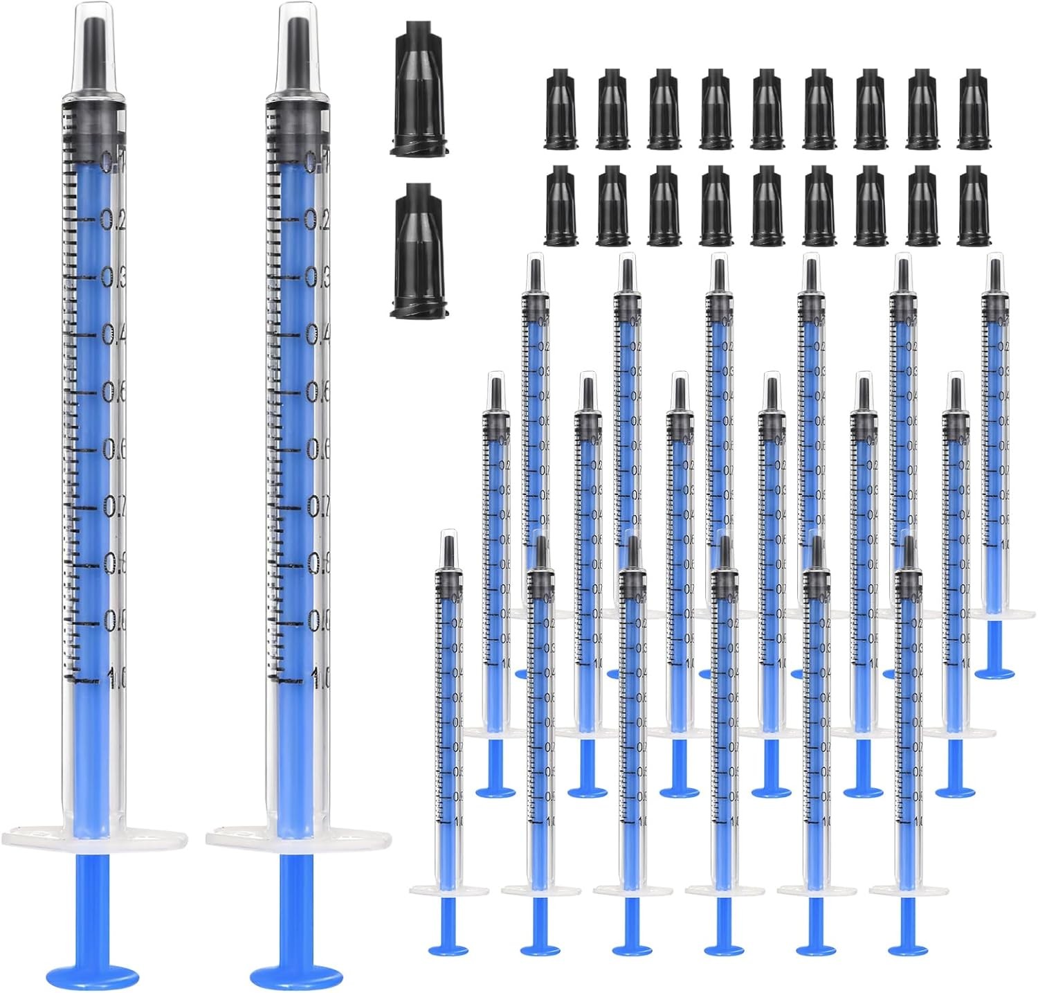 20 Pack 1ml Syringe with Cap for Liquid, 1cc Syringes Cap-20pcs