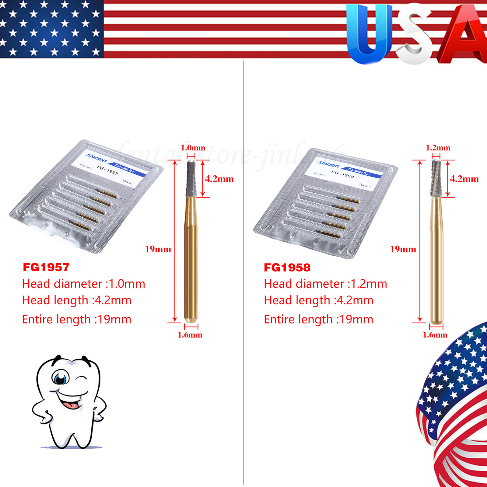 Dental Burs Tapered Fissure Head Carbide Bur FG Metal Cutting High Speed