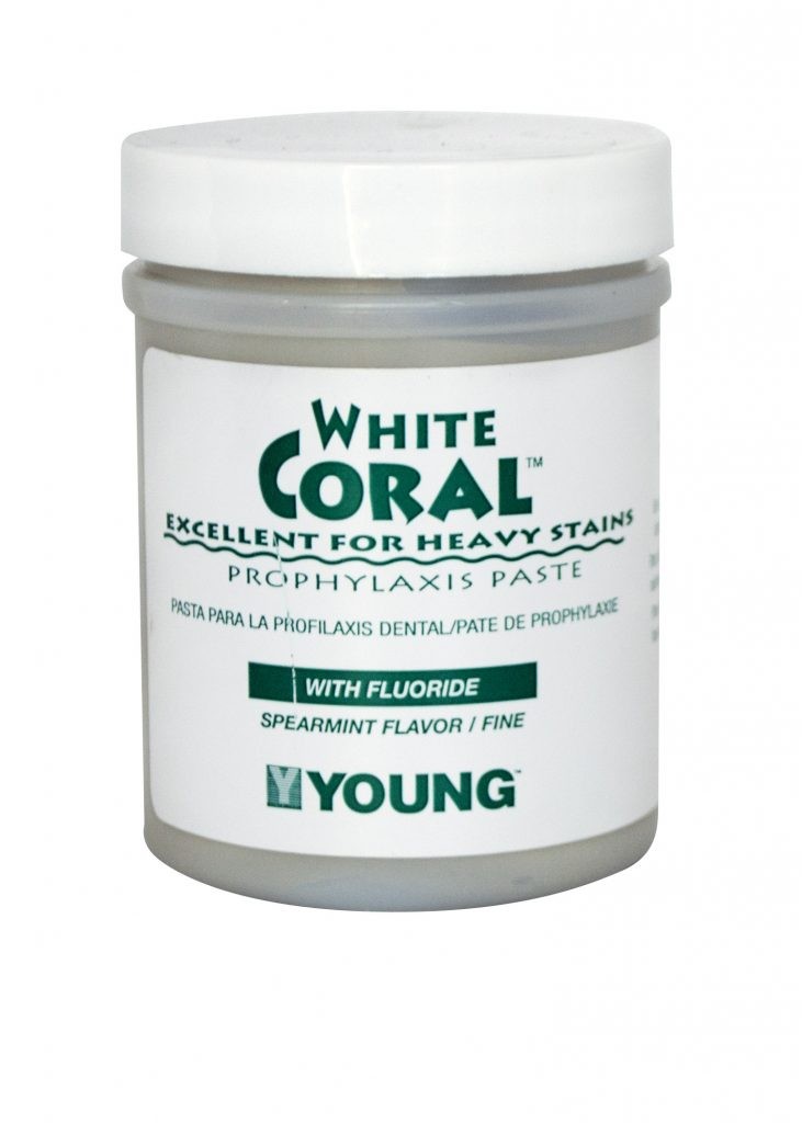 Young Dental 033209 White Coral Prophy Paste 1.23% Fluoride Mint Coarse 9 Oz