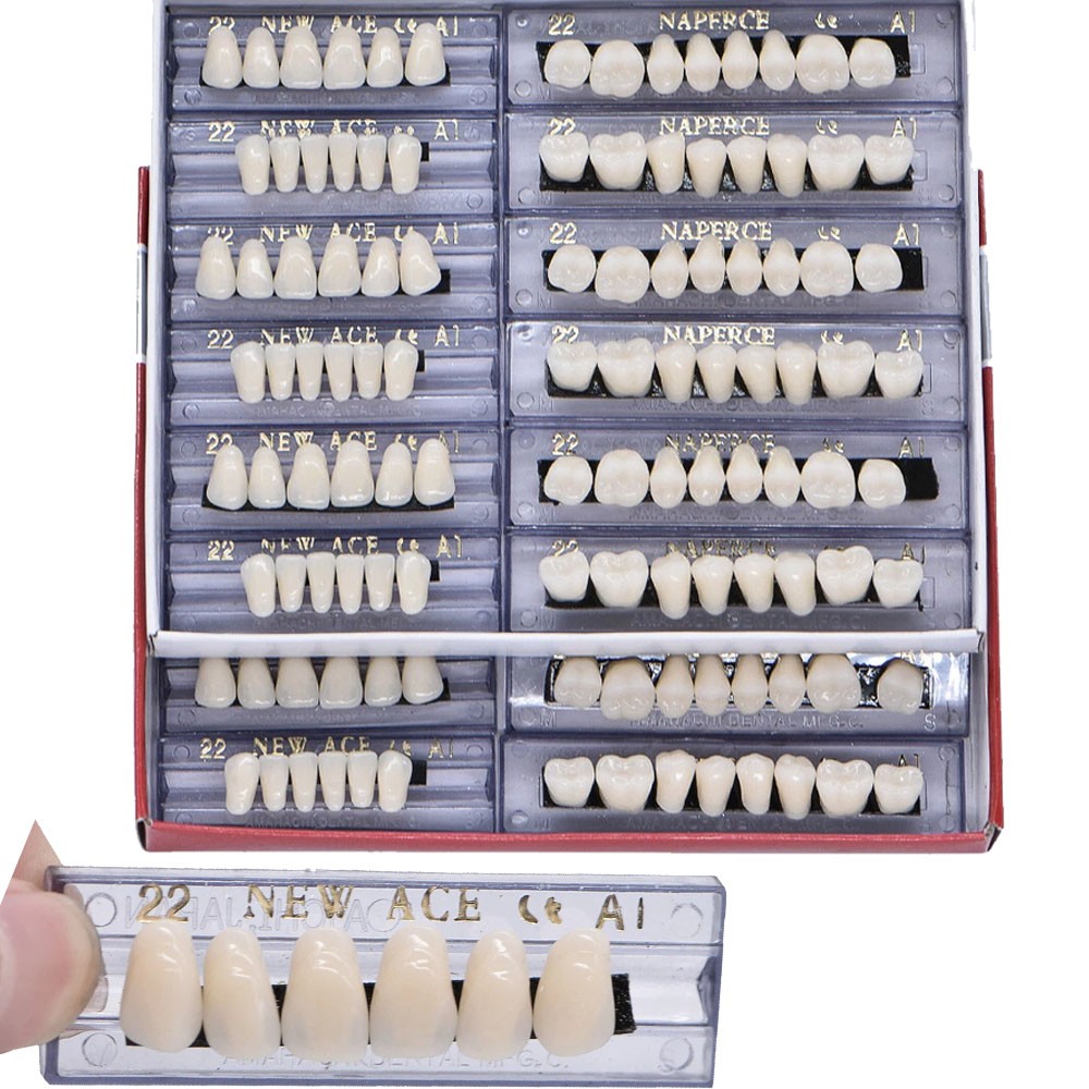 1-6 Box Dental Acrylic Resin Denture 22# A1 Full Set Teeth Upper Lower Shade USA