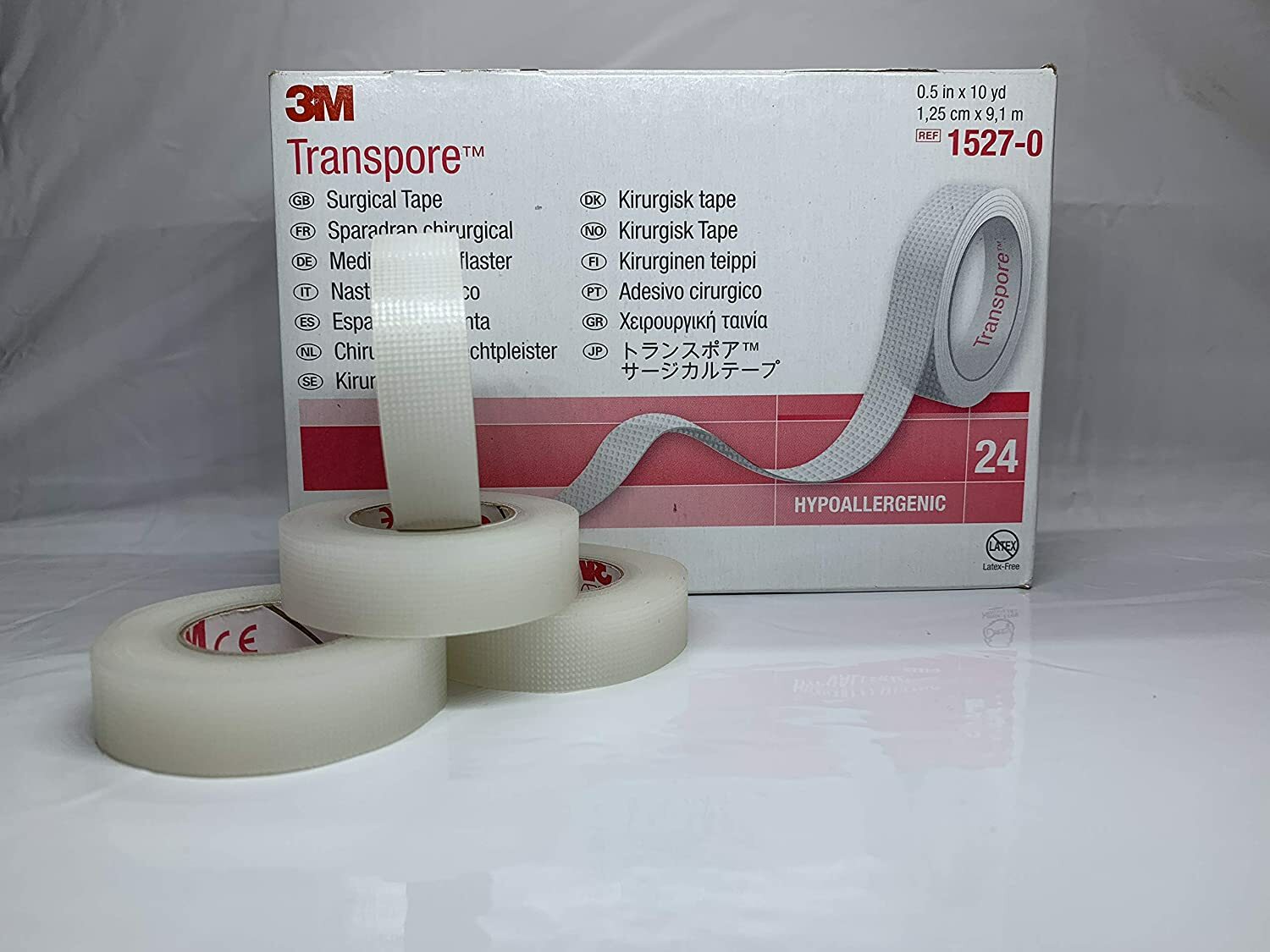 *24-Rolls * 3M Transpore Surgical Hypoallergenic Tape 0.5″ x 10 Yards 1527-0
