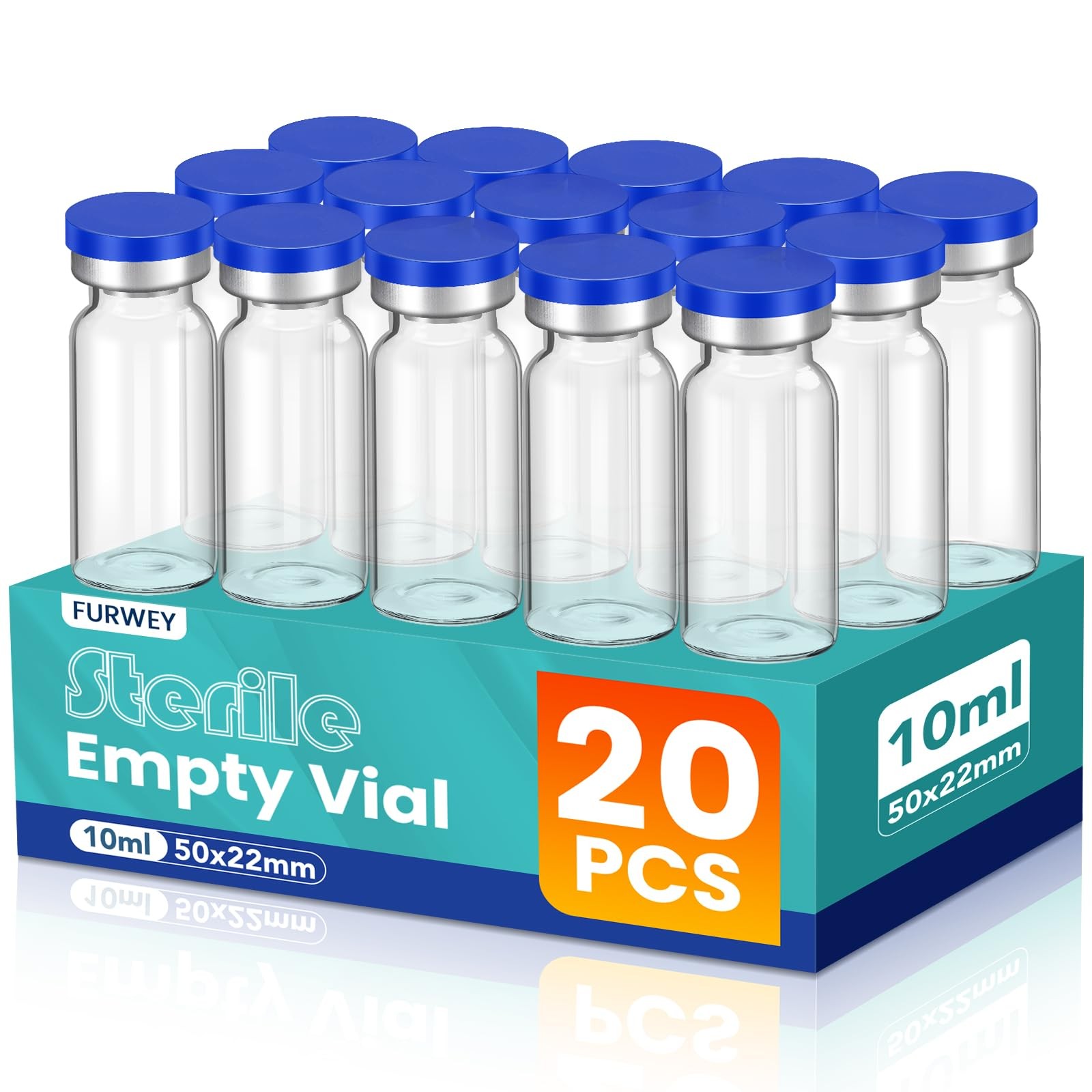 10ml Sterile Vials with Self Healing Injection Port and Sealing Cap, 10ML-20P