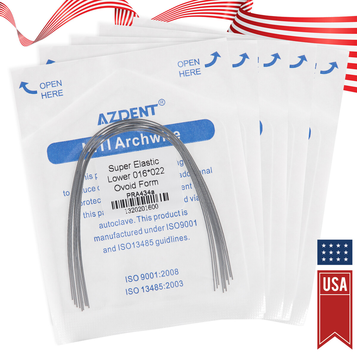 AZDENT Dental Orthodontic Super Elastic Niti Rectangular Arch Wires Ovoid Form
