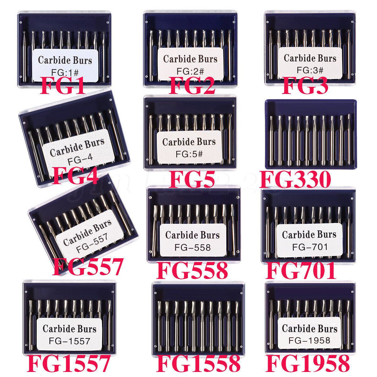 1-10 Fresas Dentales Carbide Carburo Redondas FG Para Pieza dMano velocidad