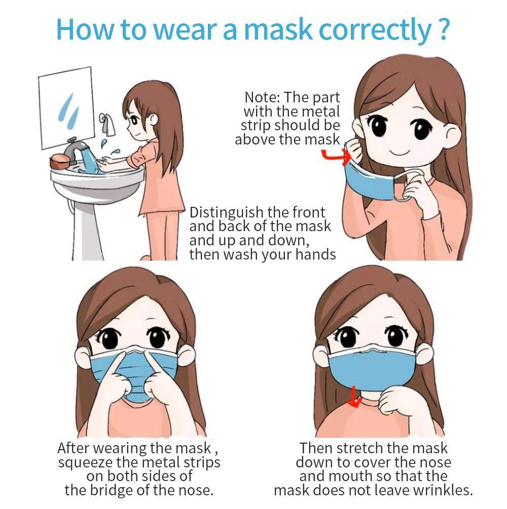 3-Layer Disposable Face Masks Non-Woven Anti-Dust Mask with Ear Loops