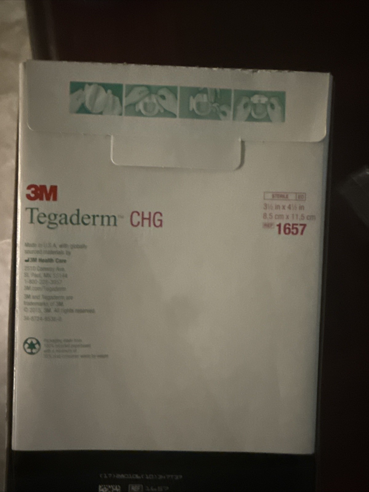 3M Tegaderm CHG Securement Dressing, 3.5×4.5 REF 1657 25/BX, EXP. 02/2028
