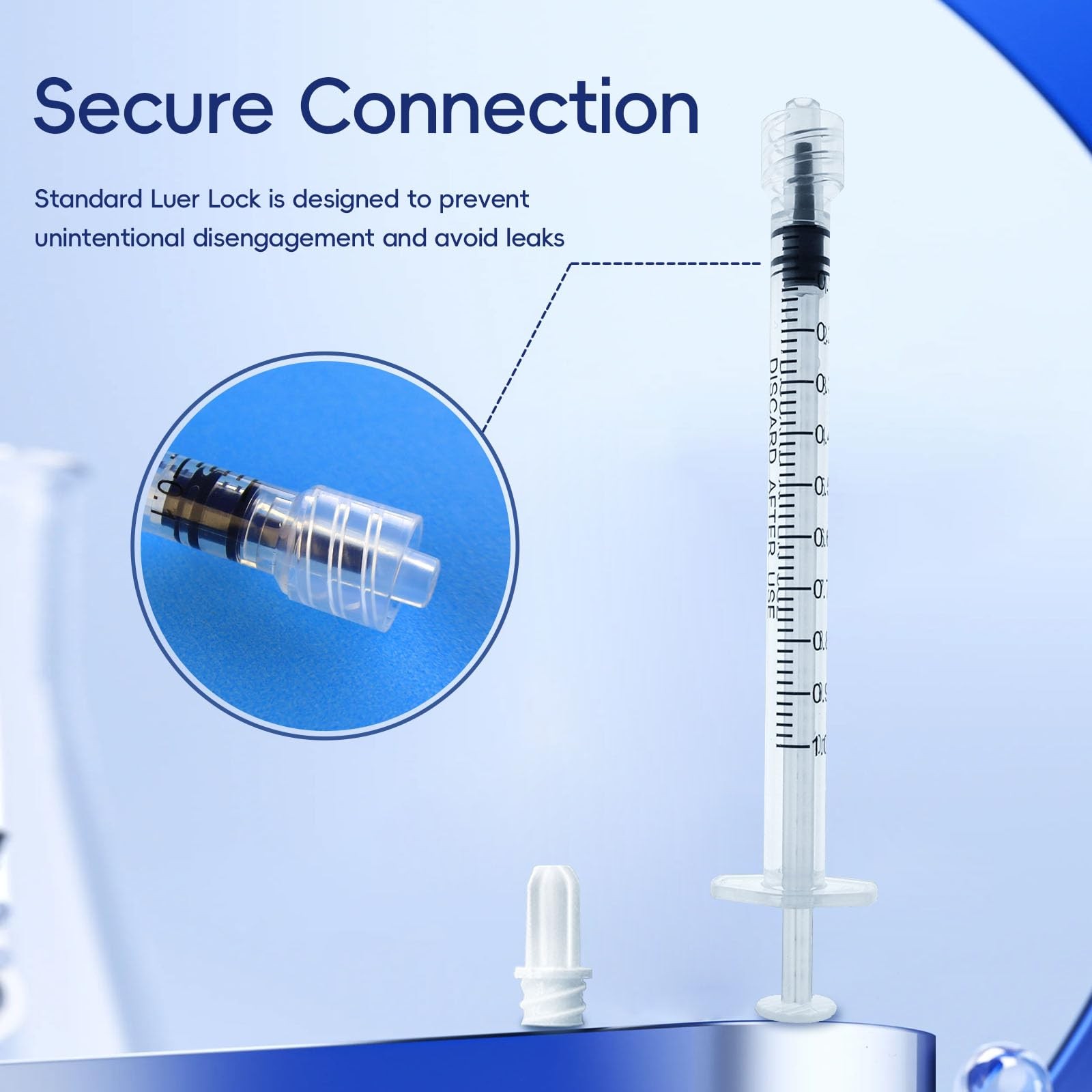 1mL Luer Lock Syringe (No Needle) – Sterile, Individually 1ml, Transparent