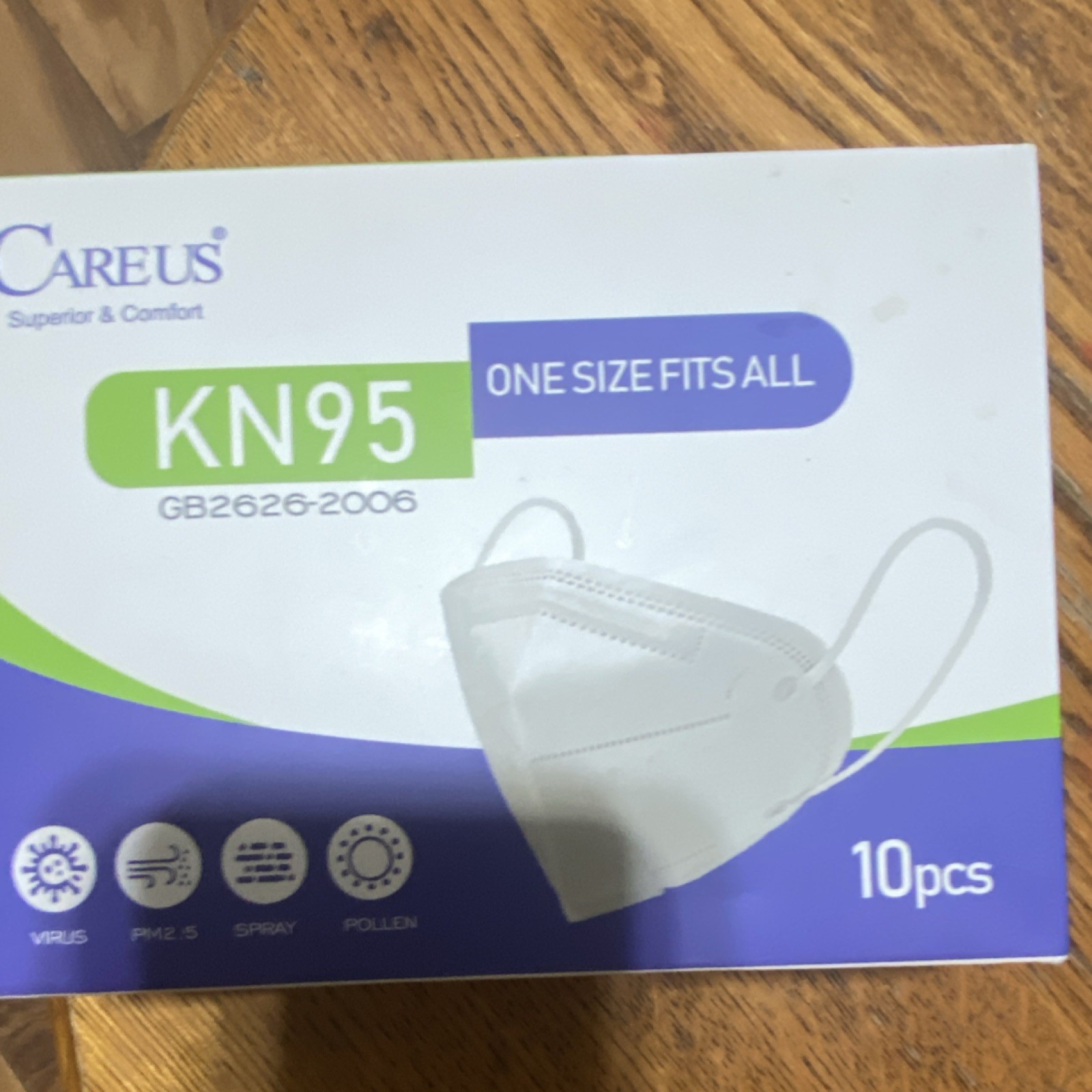 Careus KN95 Disposable Face Masks 10pcs One Size Fits All GB2626-2006