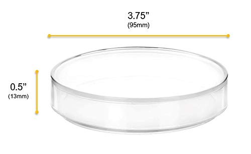 12PK Plastic Petri Dishes with Lids – 3.75 Diameter, 0.5 Depth – Molded in Polyp