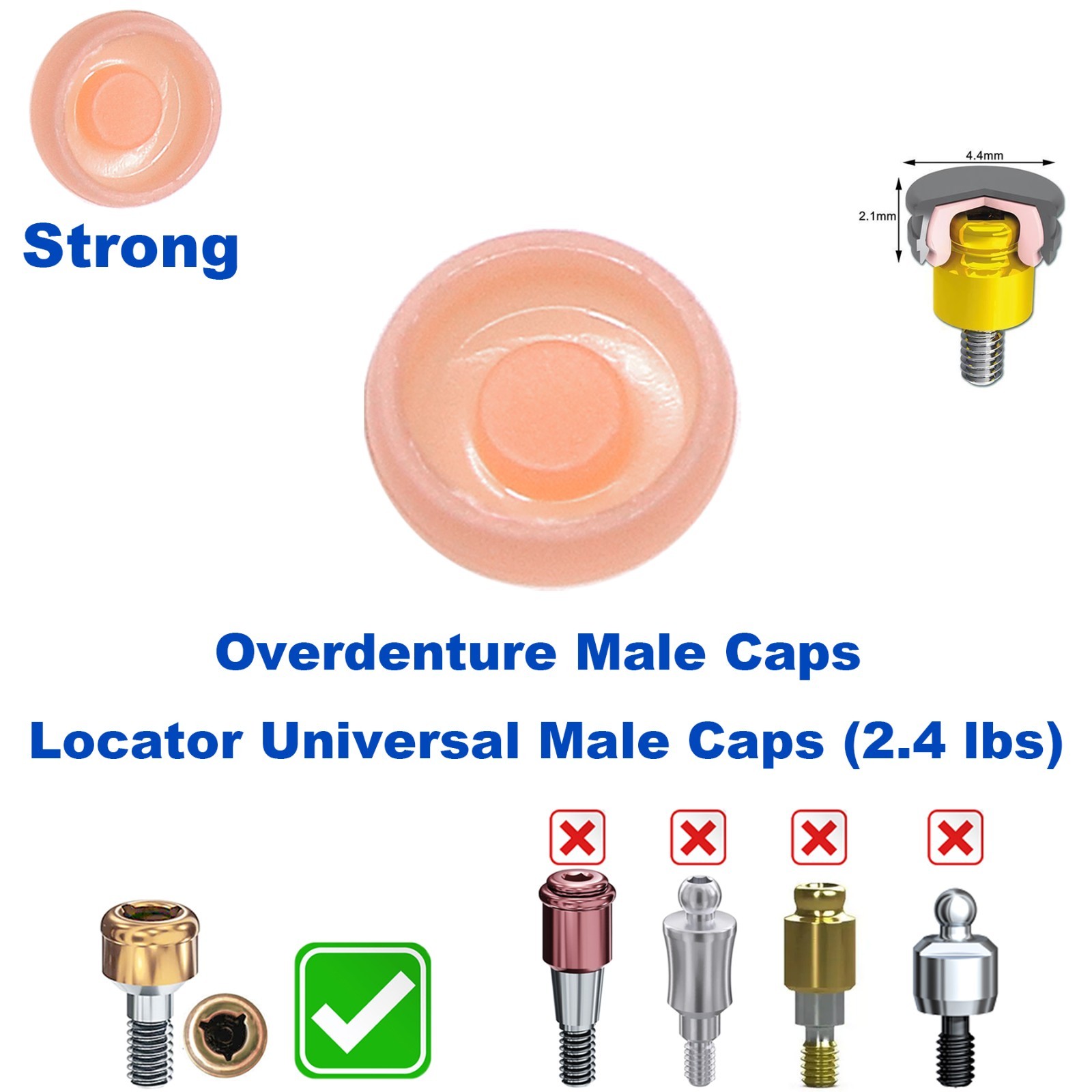 US 20Pcs Overdenture Abutment Retention Caps For Dental Locator Inserts Implant