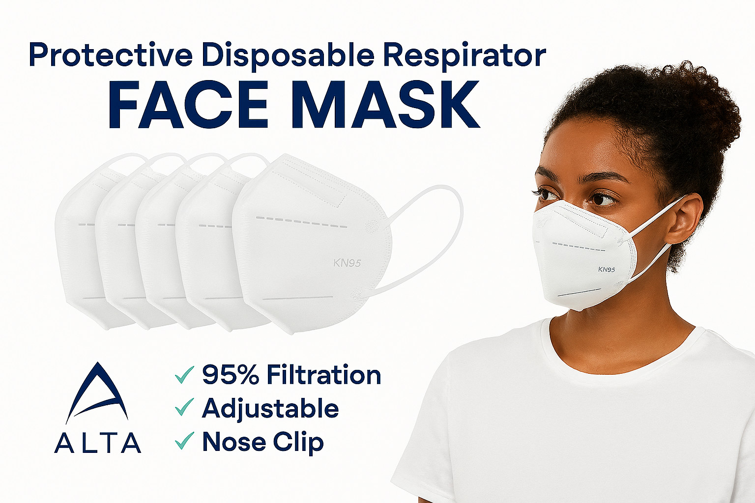 100-Pack KN95 Protective Disposable Face Masks 95% Filtration Earloop Breathable