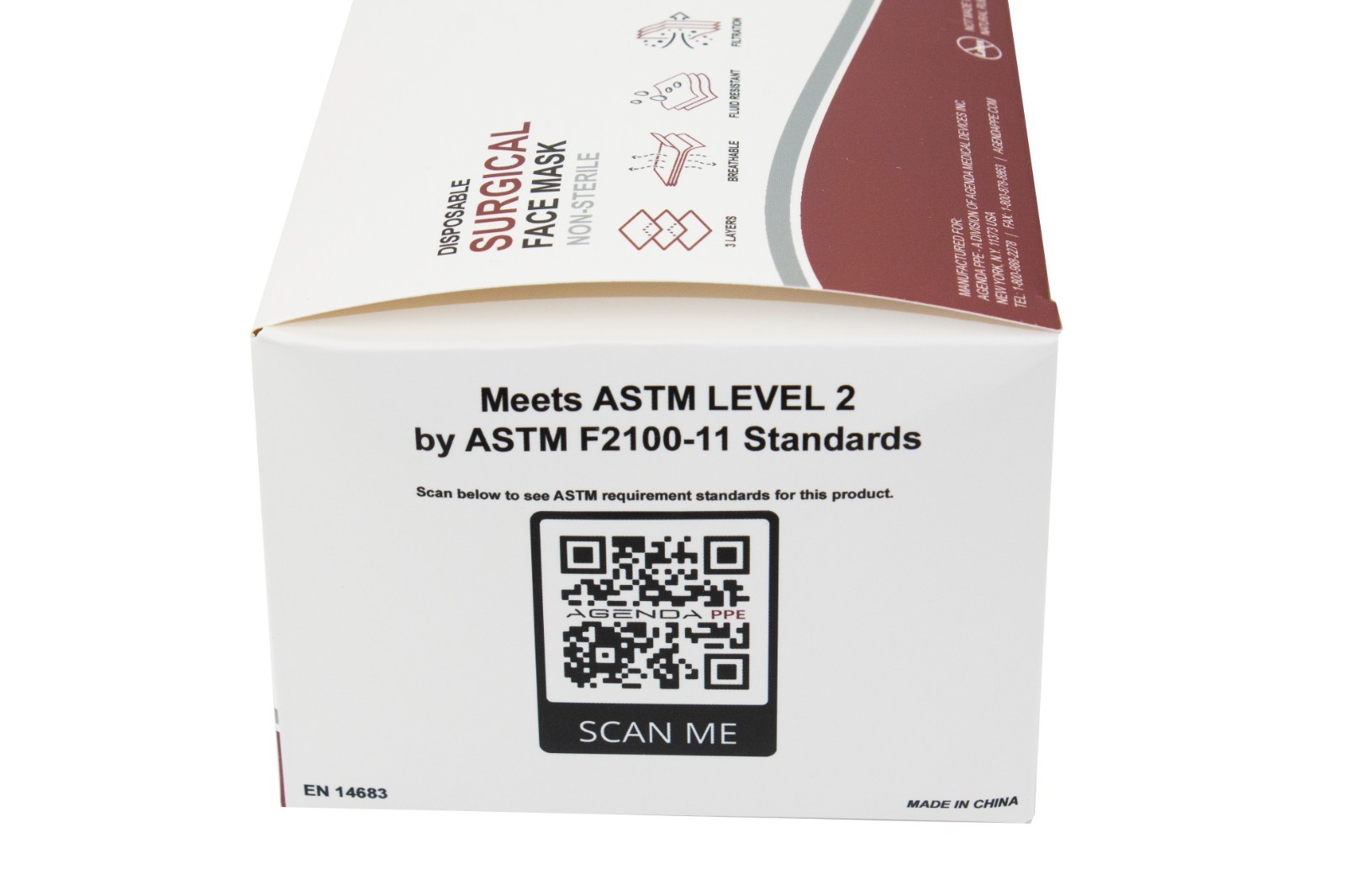 Agenda PPE – Level 2 ASTM Disposable Face Masks Blue 3 Ply Earloop – 600pcs