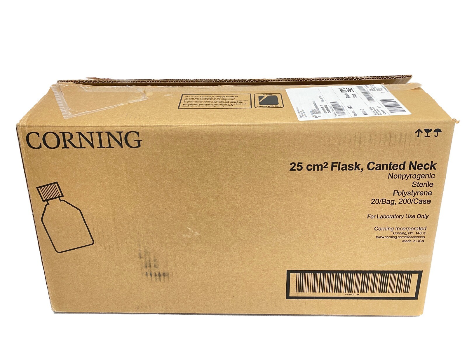 (200/Cs) CORNING 25cm² Canted Neck Cell Culture Flask w/Plug Seal Cap 430639