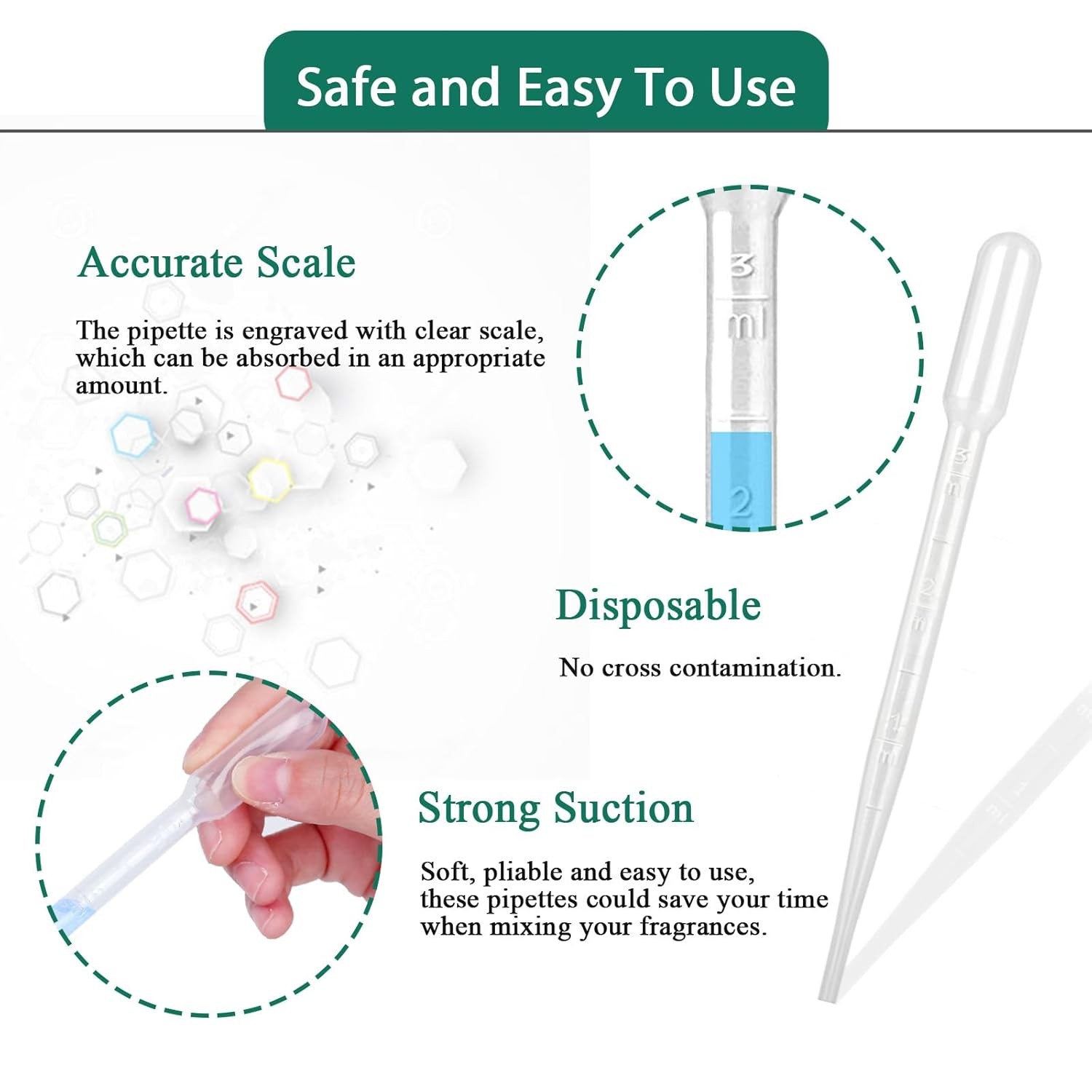 100 PCS 3ML Dropper Pipettes Essential Oil Transfer, Disposable Plastic Eye Drop
