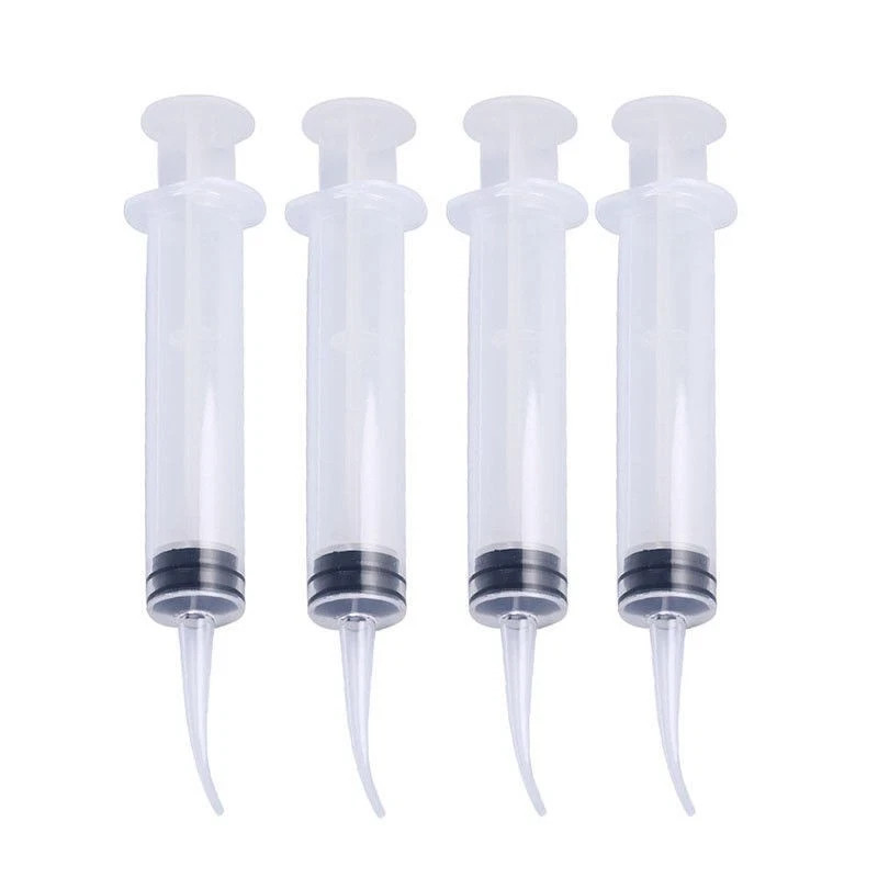 Dental Lab Disposable Plastic Curved Irrigation Syringes Measurement Tips 12ml